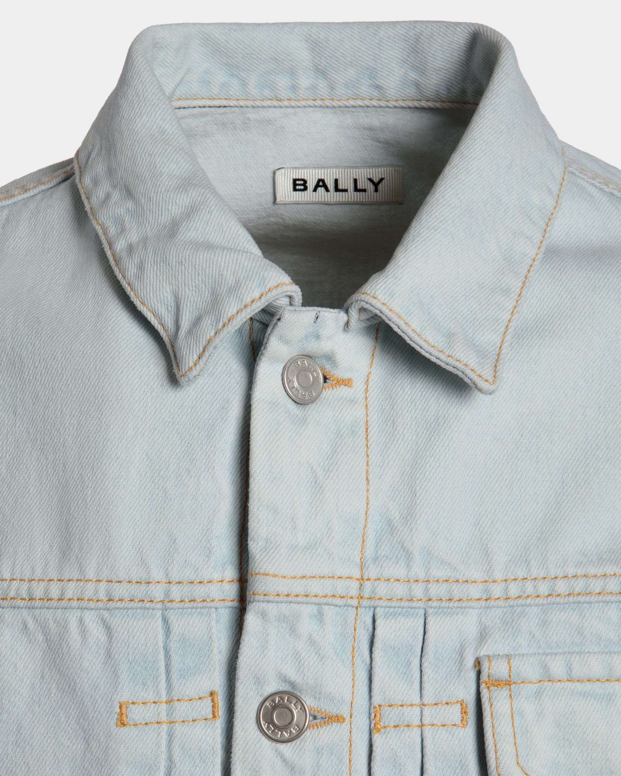 Trucker Jacket in Light Blue Cotton - Hombre - Bally - 04