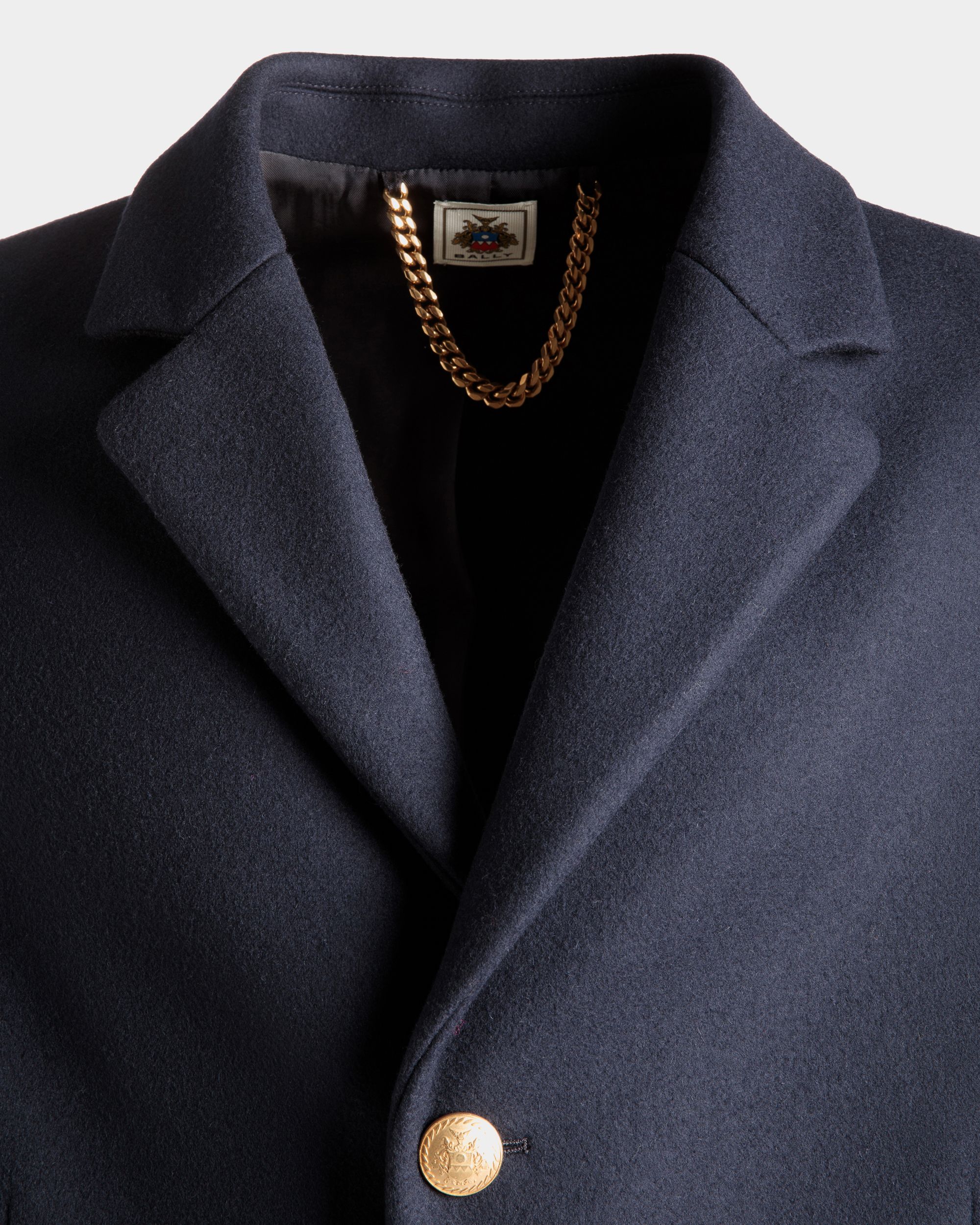 Adrien Brody Travel Collection Single-breasted Coat In Navy Blue Wool Blend - Men's - Bally - 05