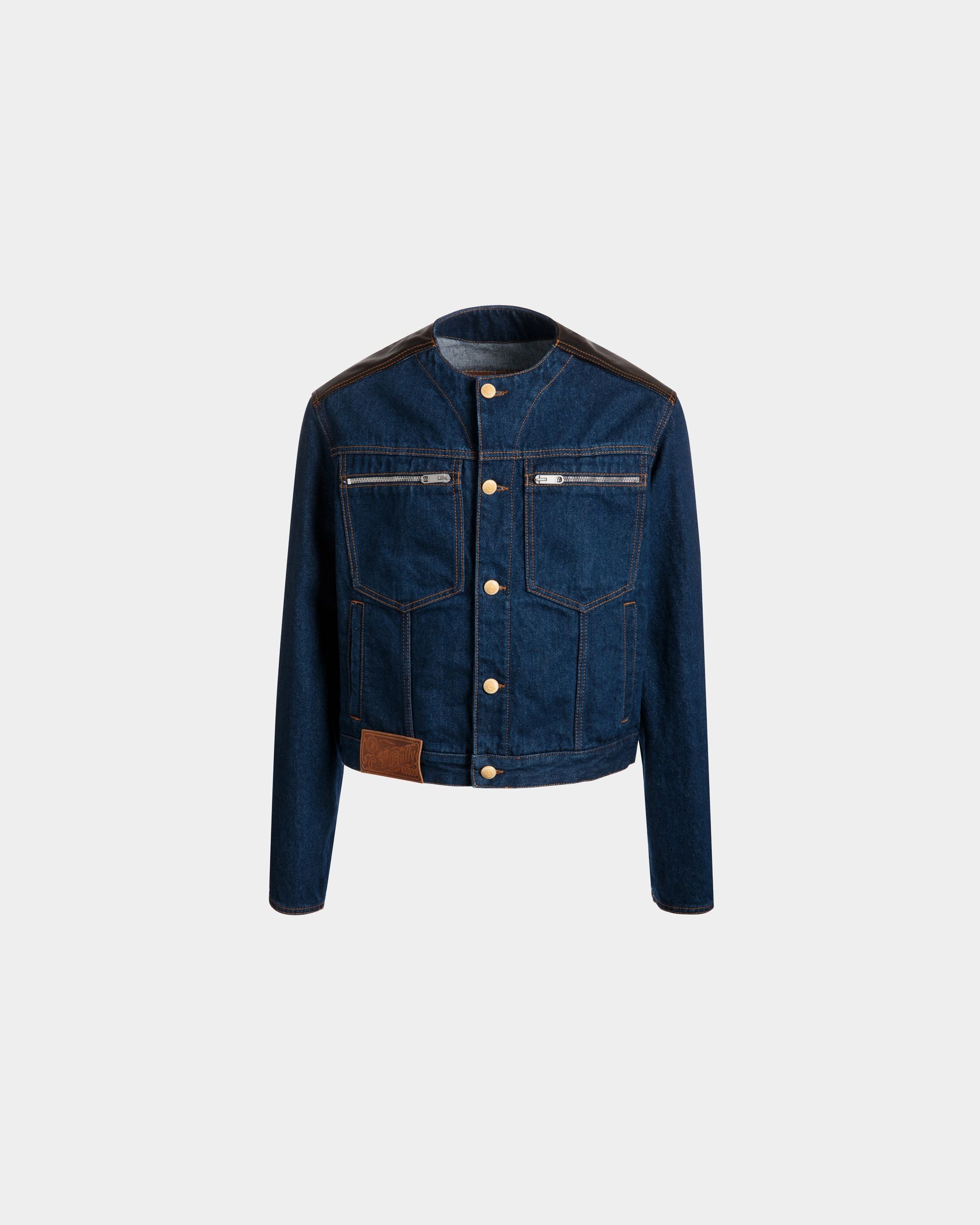 Trucker Jacket in Navy Blue Cotton - Hombre - Bally - 01