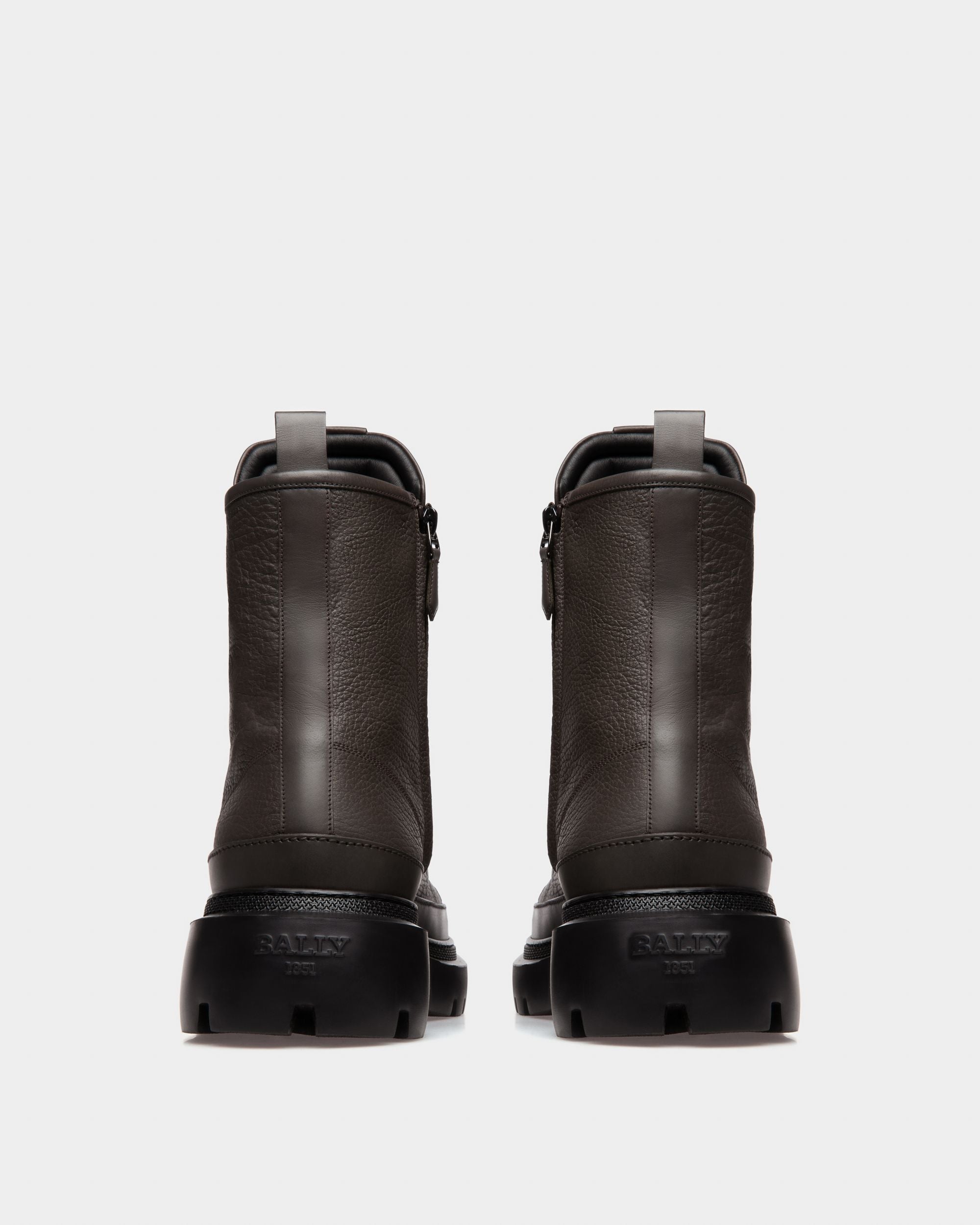 Vatiz Leather Boots In Army Green - Men's - Bally - 04
