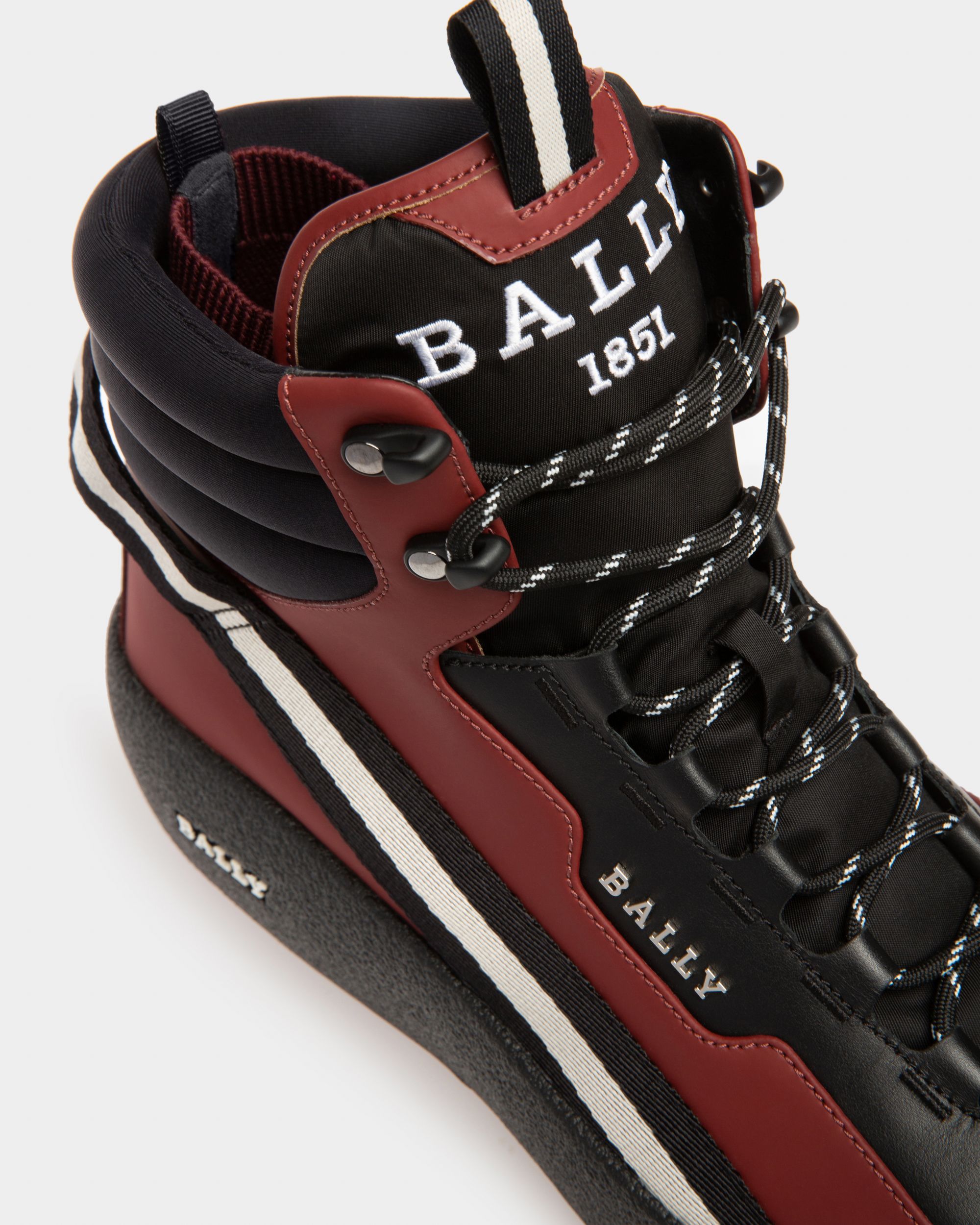 Clyde Leather Snow Boots In Black & Heritage Red - Men's - Bally - 06