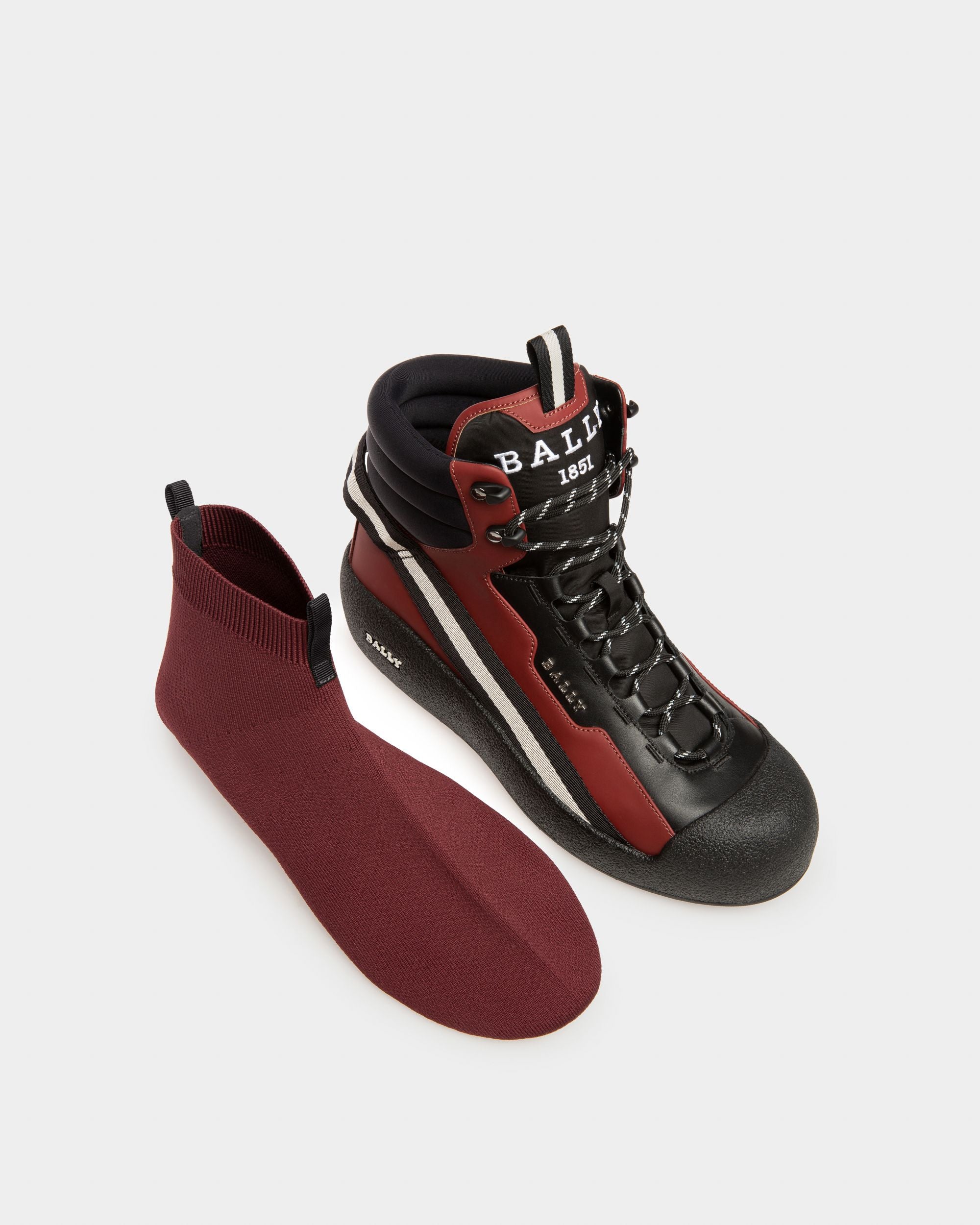 Clyde Leather Snow Boots In Black & Heritage Red - Men's - Bally - 07