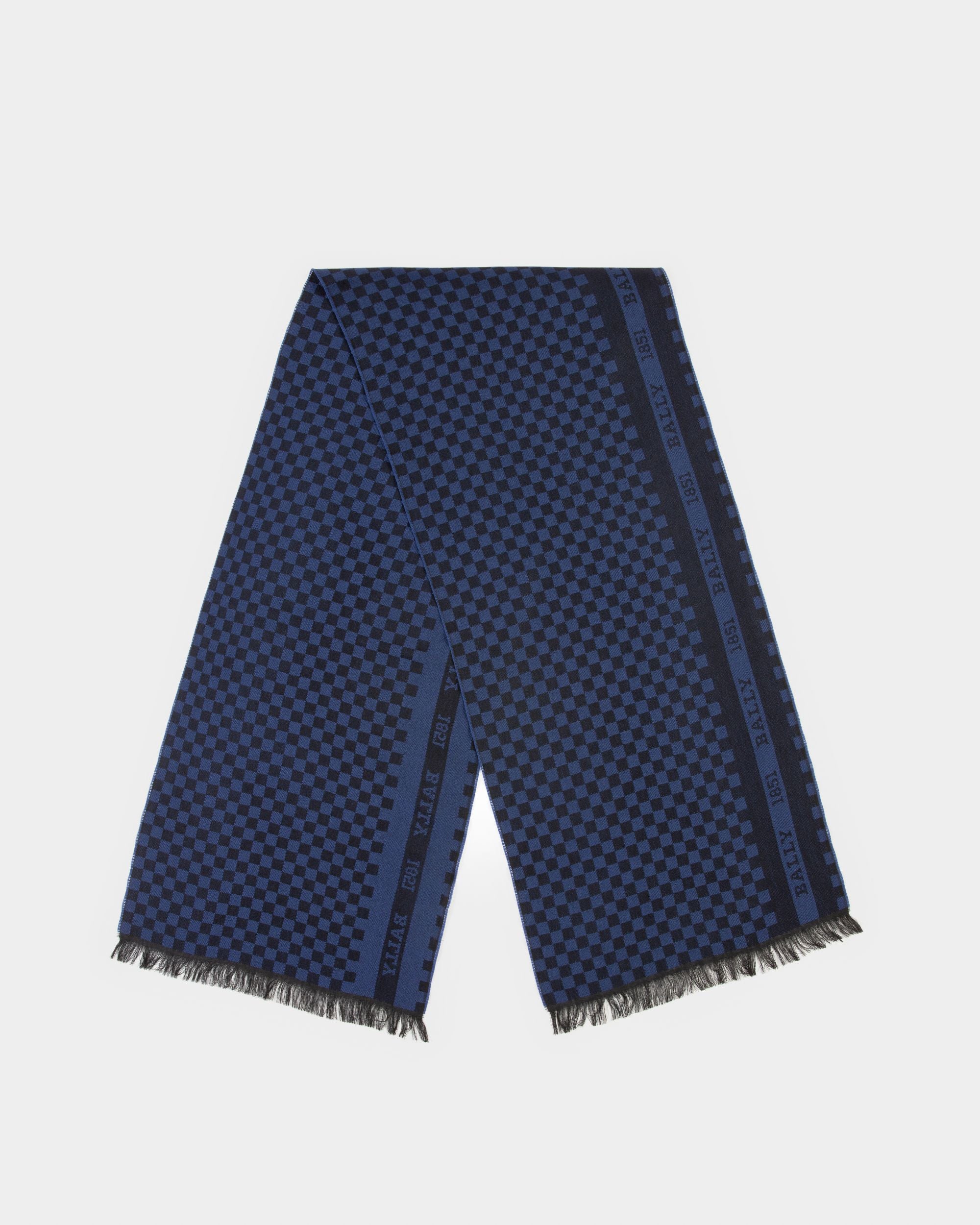 Checked Scarf Accesorio De Lana En Color Azul - Hombre - Bally - 01