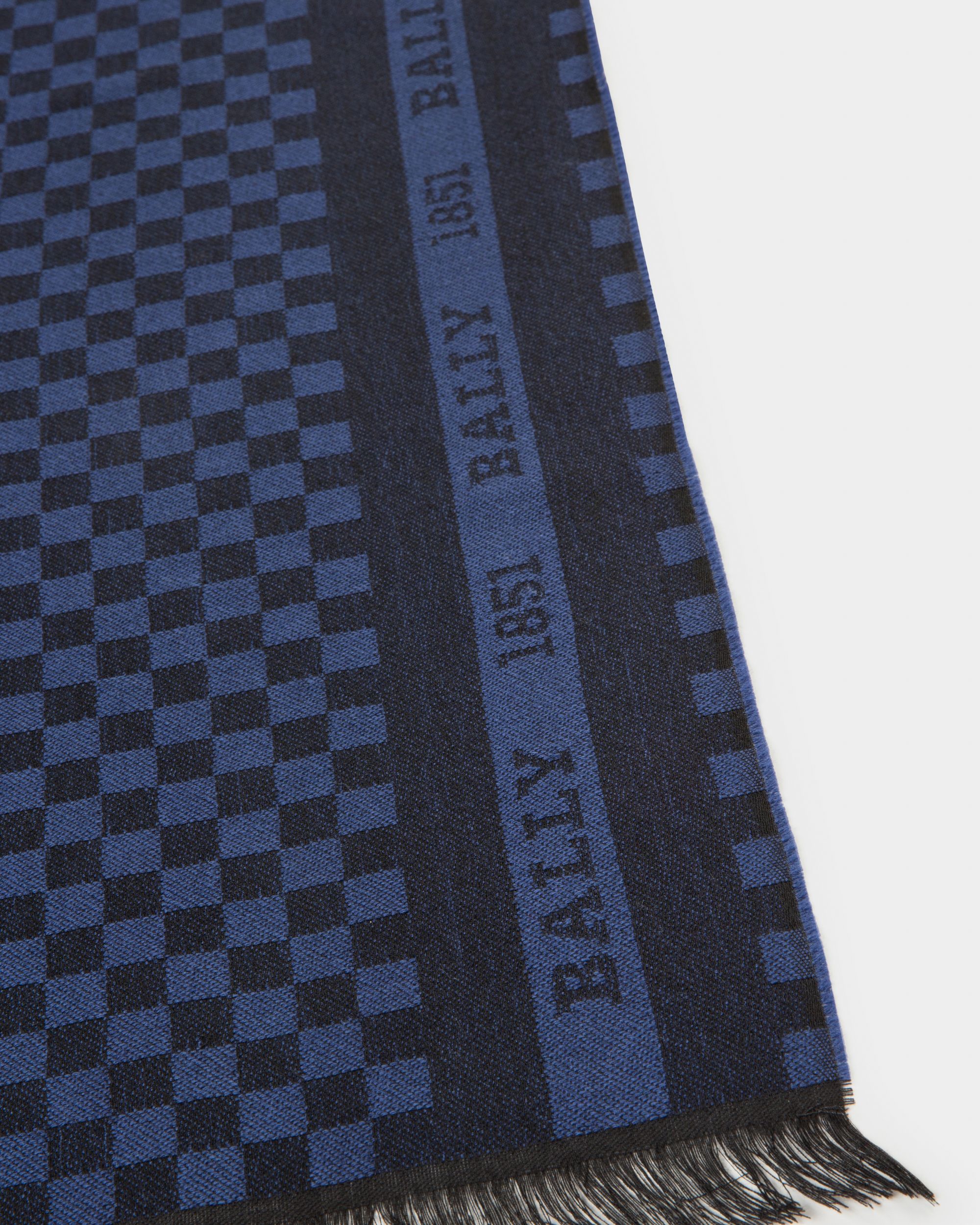 Checked Scarf Accesorio De Lana En Color Azul - Hombre - Bally - 02
