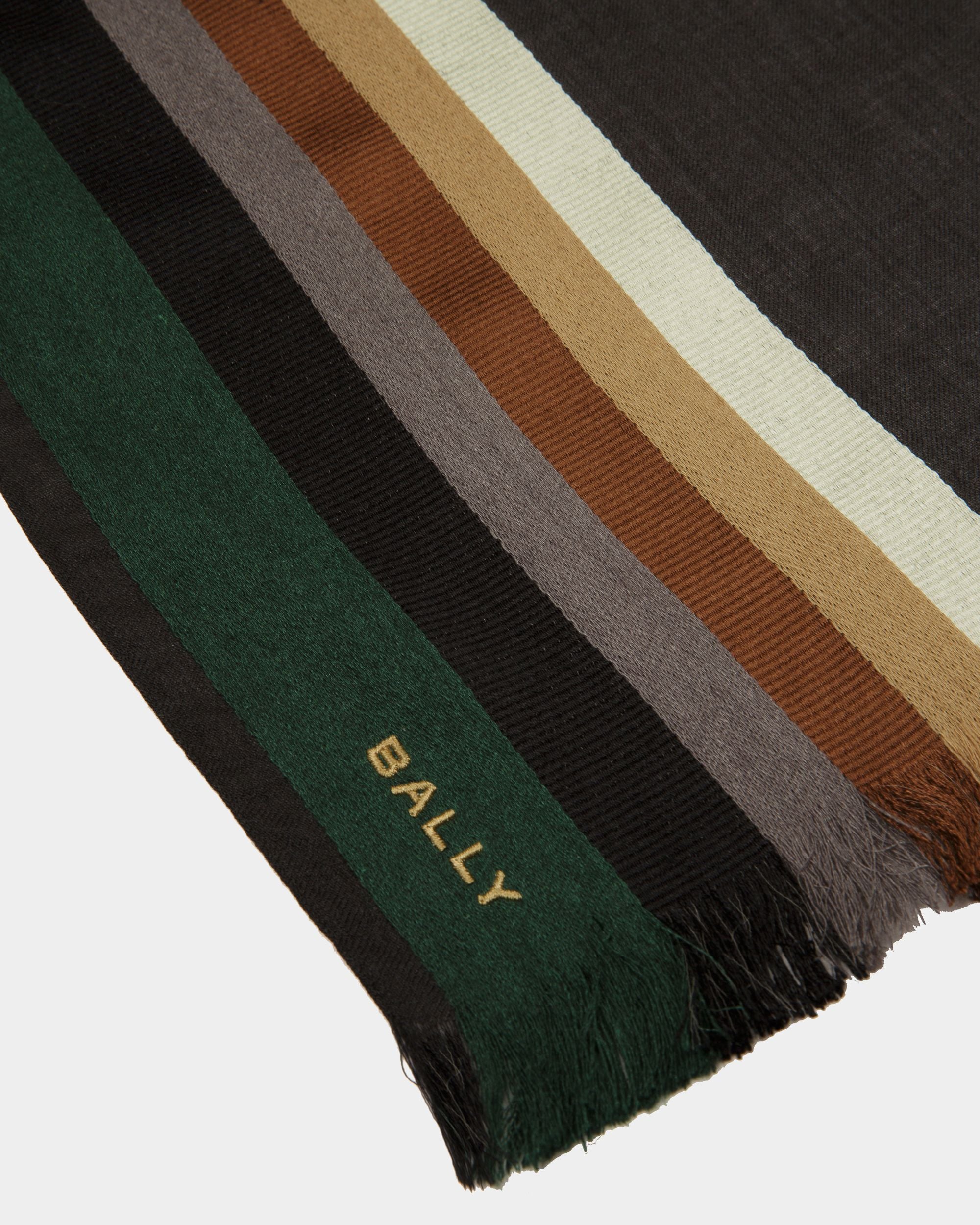 Bufanda A Rayas Mezcla De Lana Negra - Hombre - Bally - 02