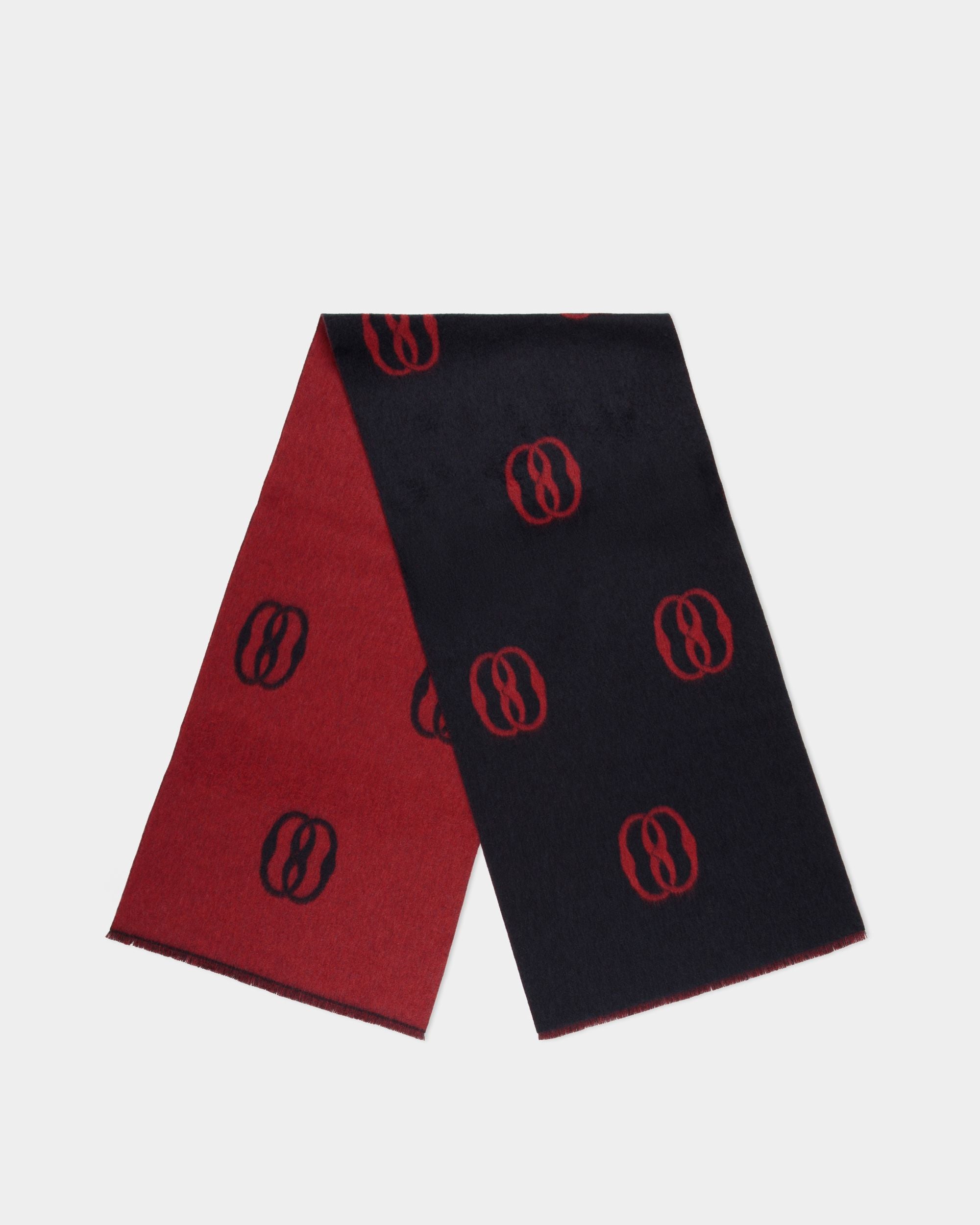 Scarf In Red and Dark Blue Wool - Men's - Bally - 01