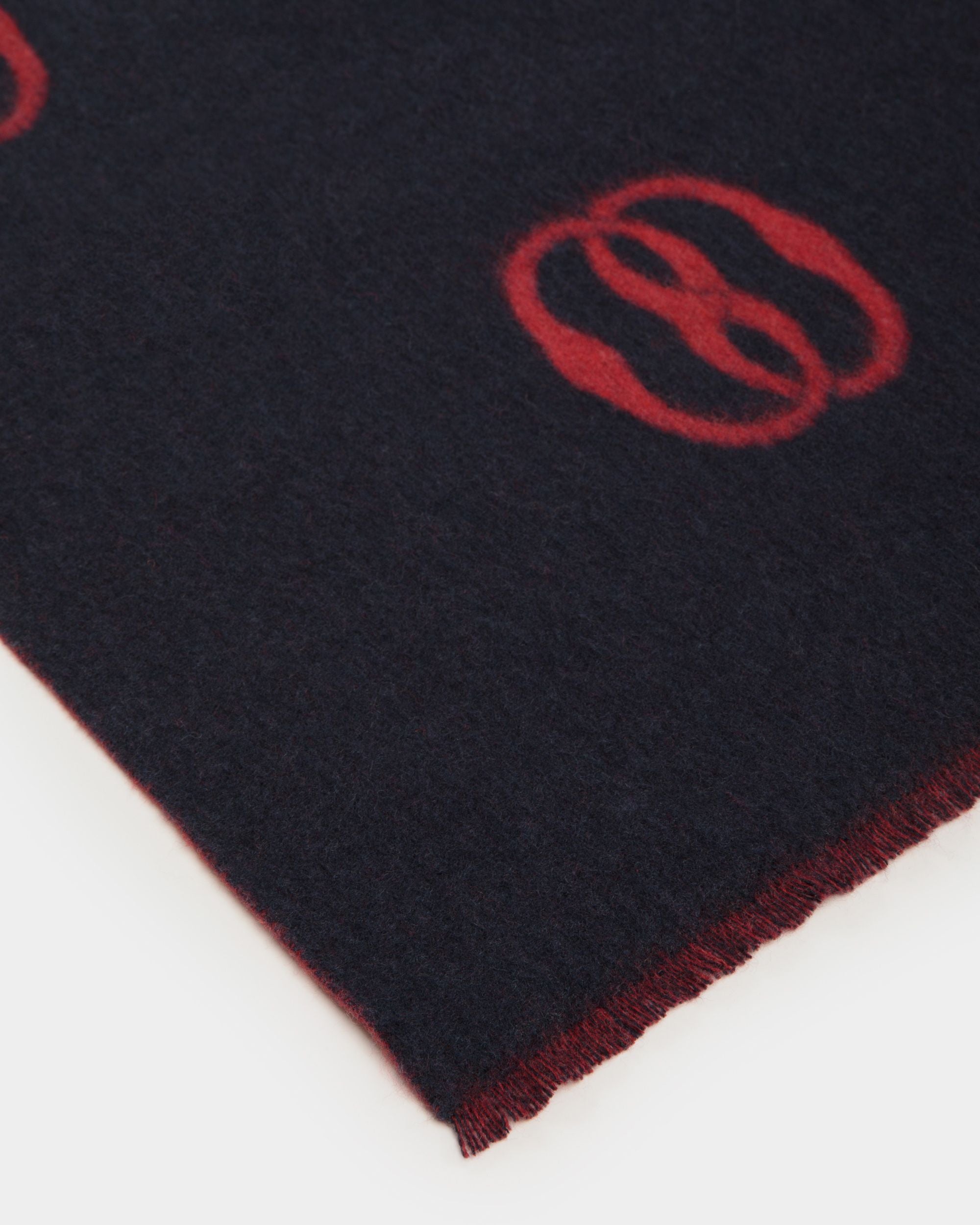 Scarf In Red and Dark Blue Wool - Men's - Bally - 02