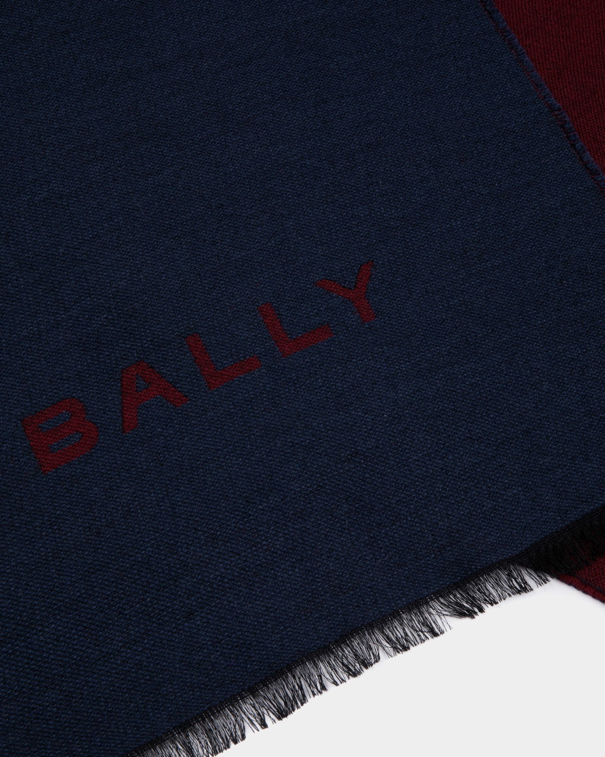 Scarf In Blue And Red Wool - Men's - Bally - 02