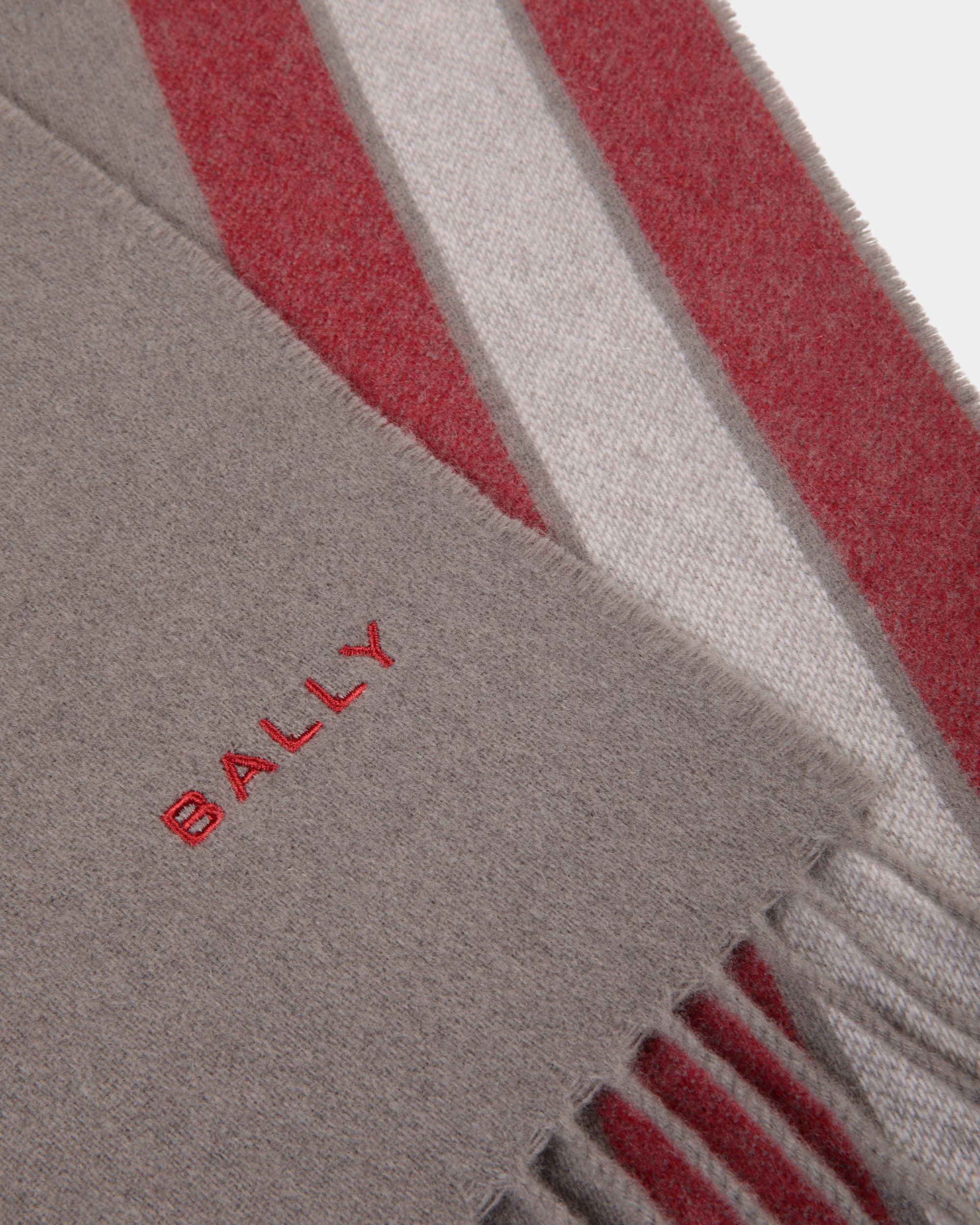 Bufanda De Mezcla De Cachemira Gris Oscuro Con Detalle Bally Ribbon - Hombre - Bally - 03
