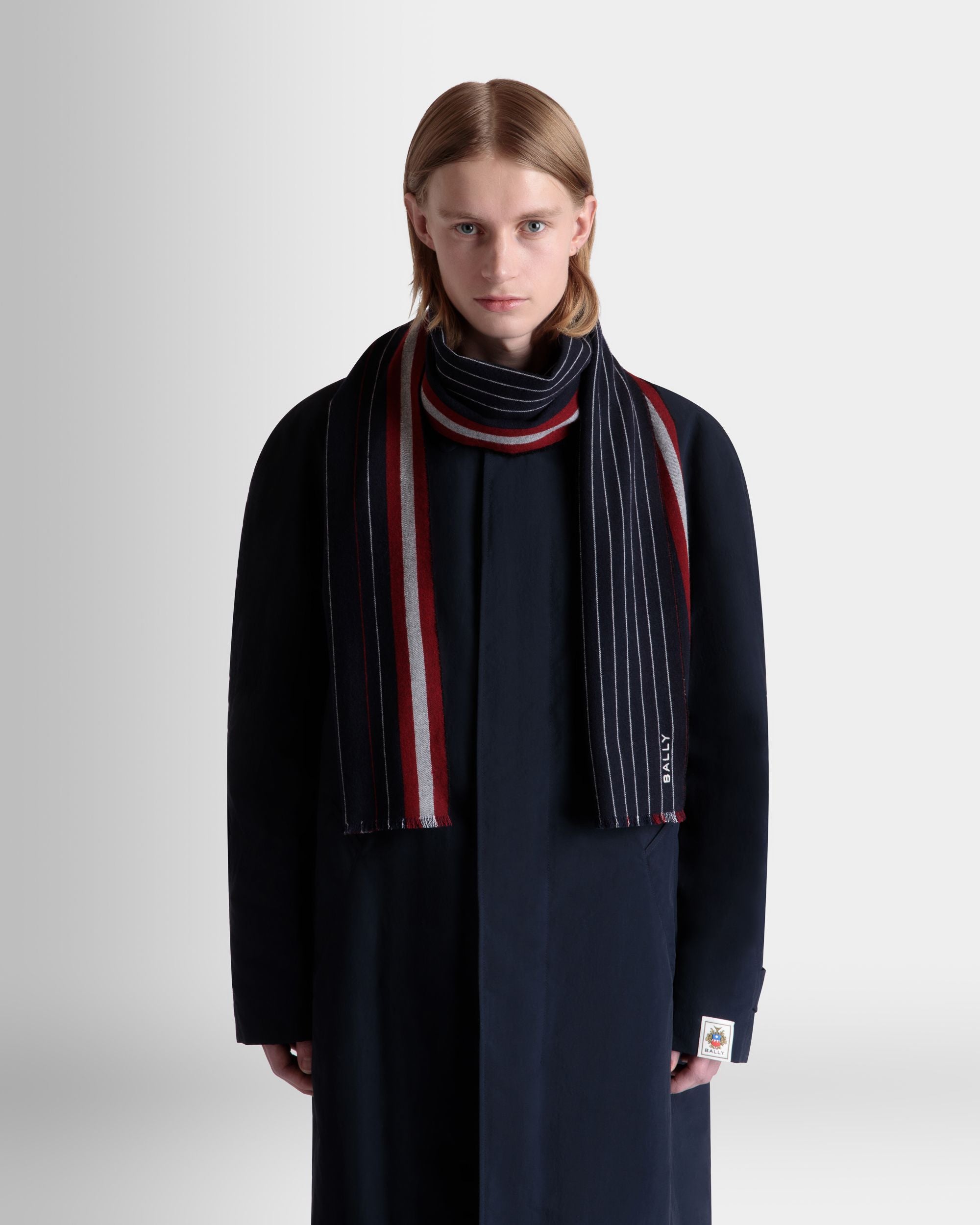 Bufanda De Lana Navy Blue - Hombre - Bally - 02
