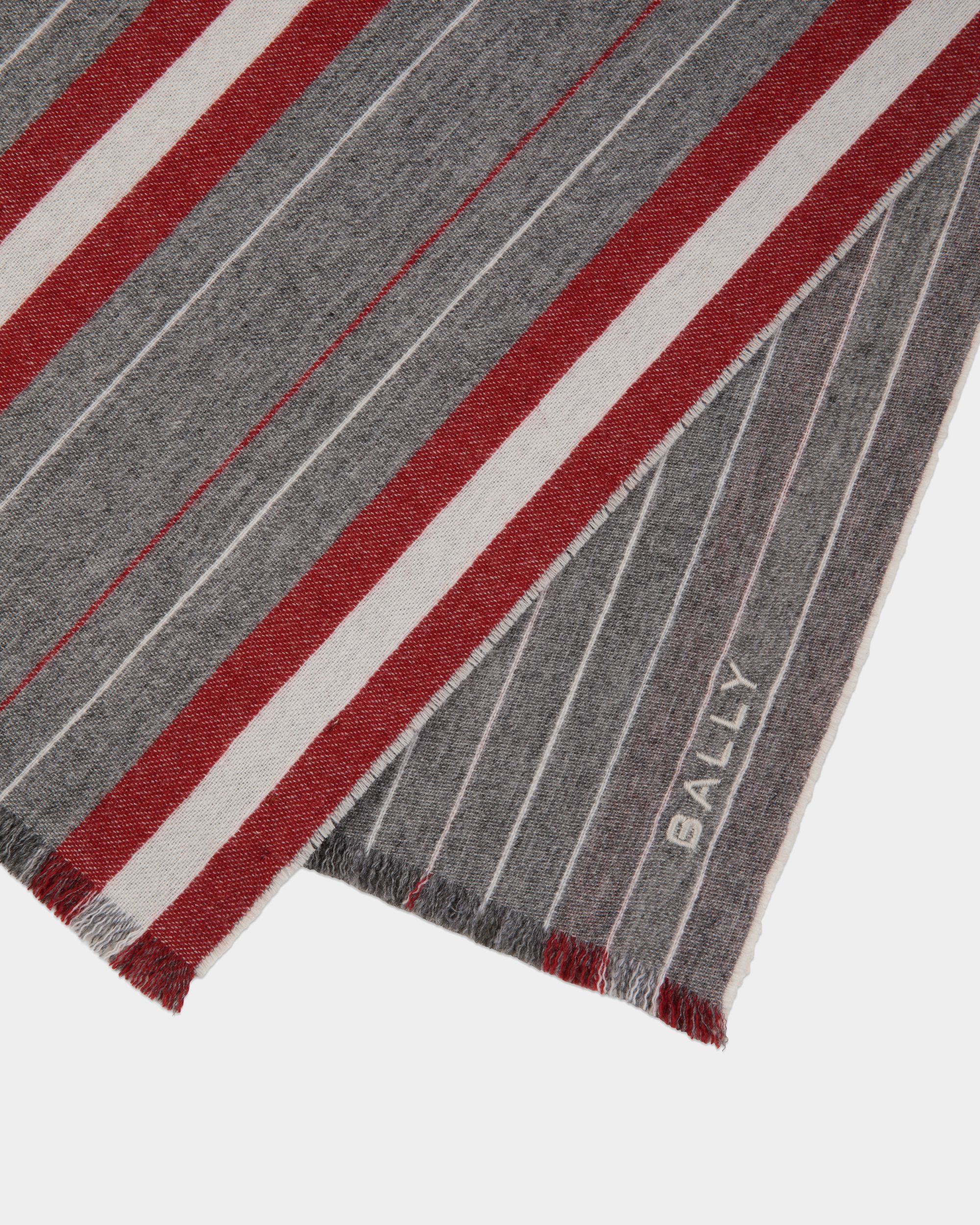 Bufanda De Lana Gris Oscuro A Rayas - Hombre - Bally - 03