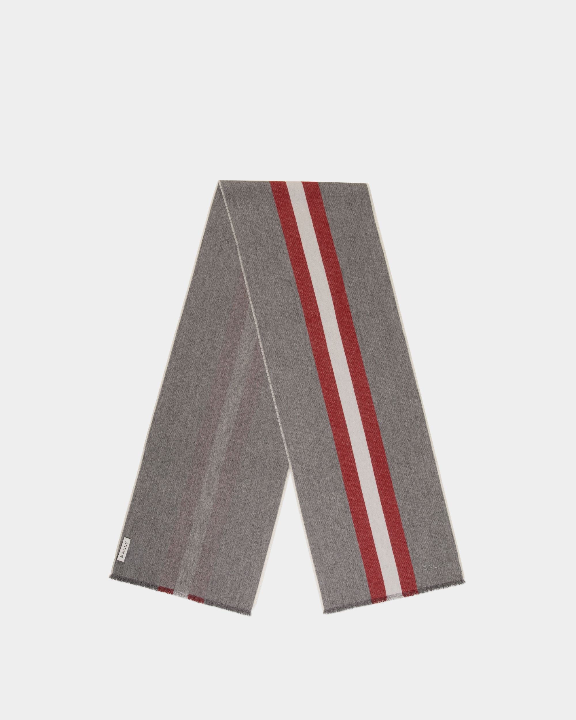 Bufanda De Lana Gris Oscuro Con Detalle Bally Ribbon - Hombre - Bally - 01
