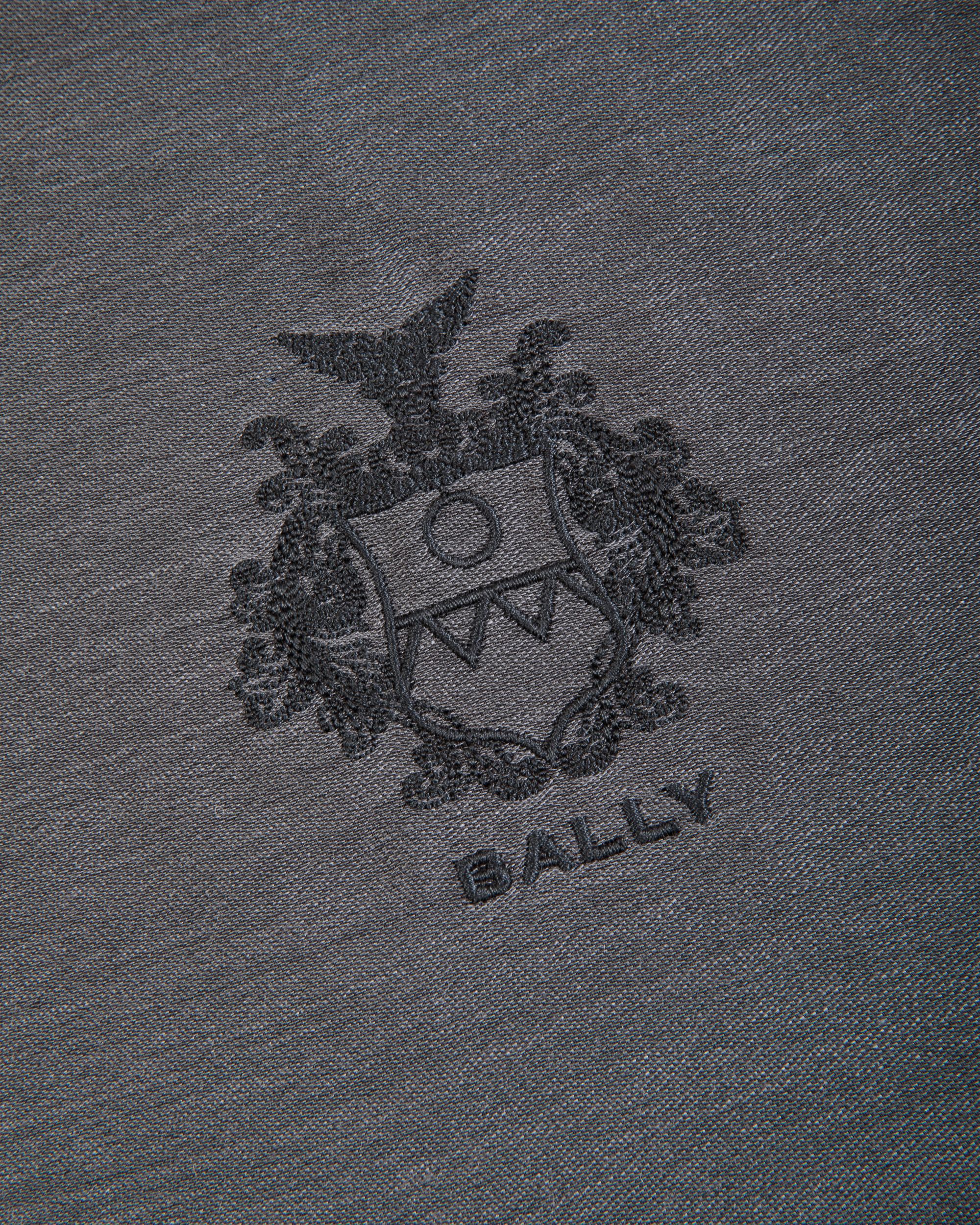 Bufanda De Seda Y Cachemira Gris Oscuro Con Escudo Bally Crest - Hombre - Bally - 03