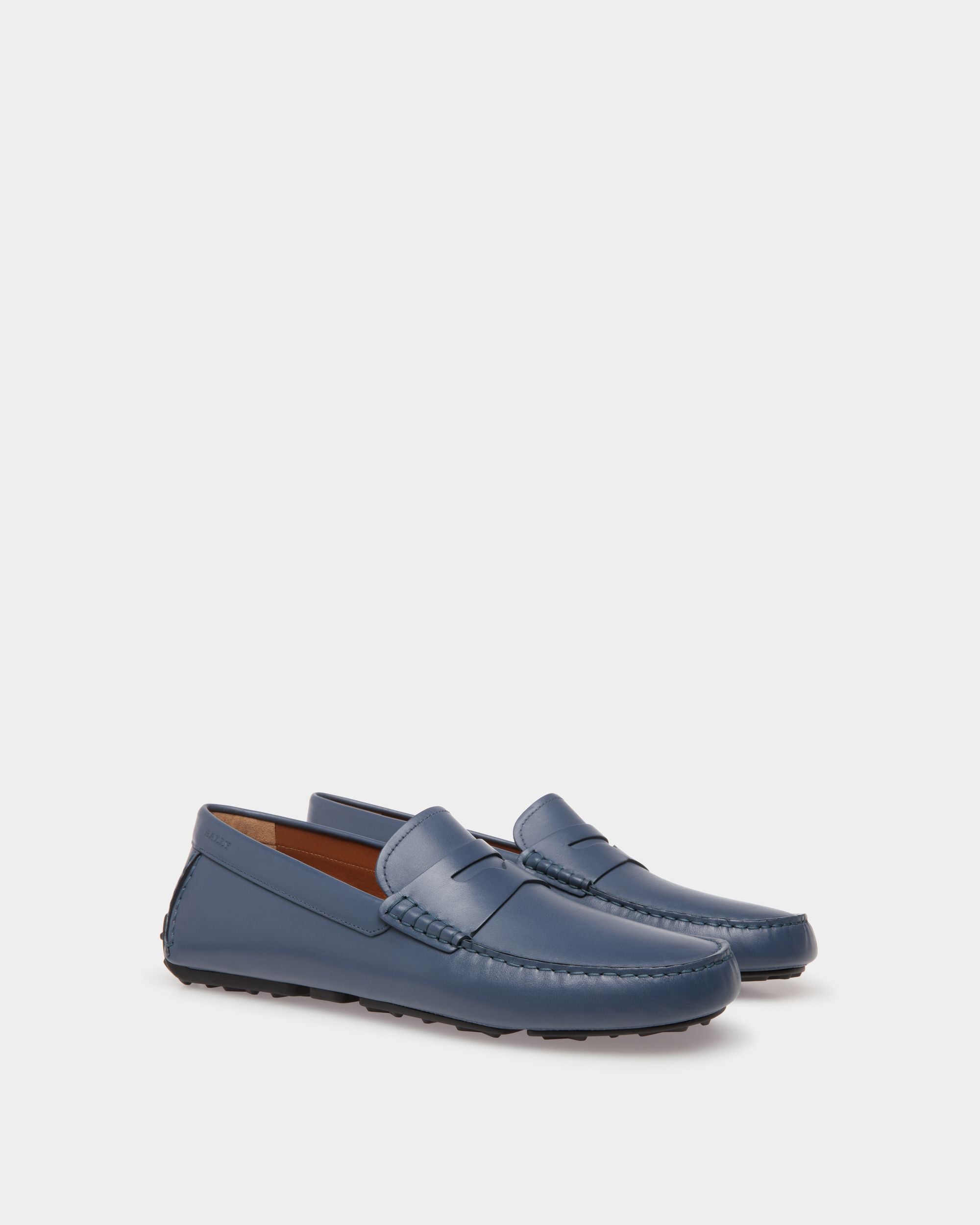 Driver in Blue Leather - Men's - Bally - 02
