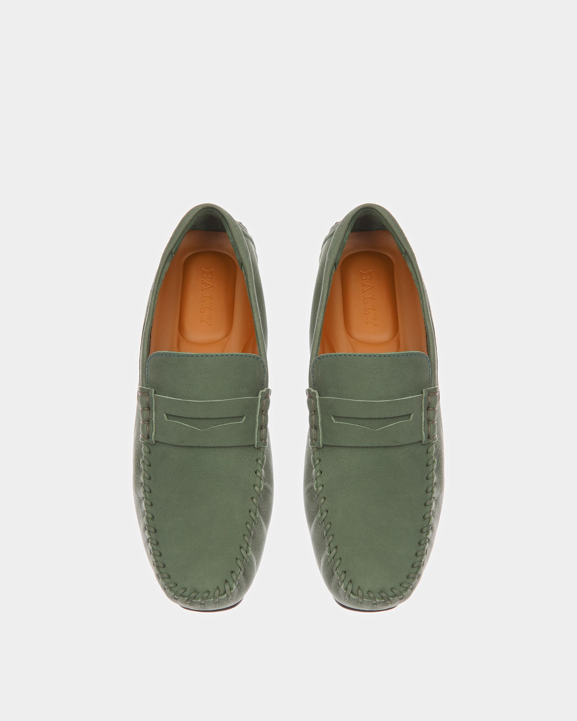 Pier Zapatos Driver De Piel En Salvia - Hombre - Bally - 02