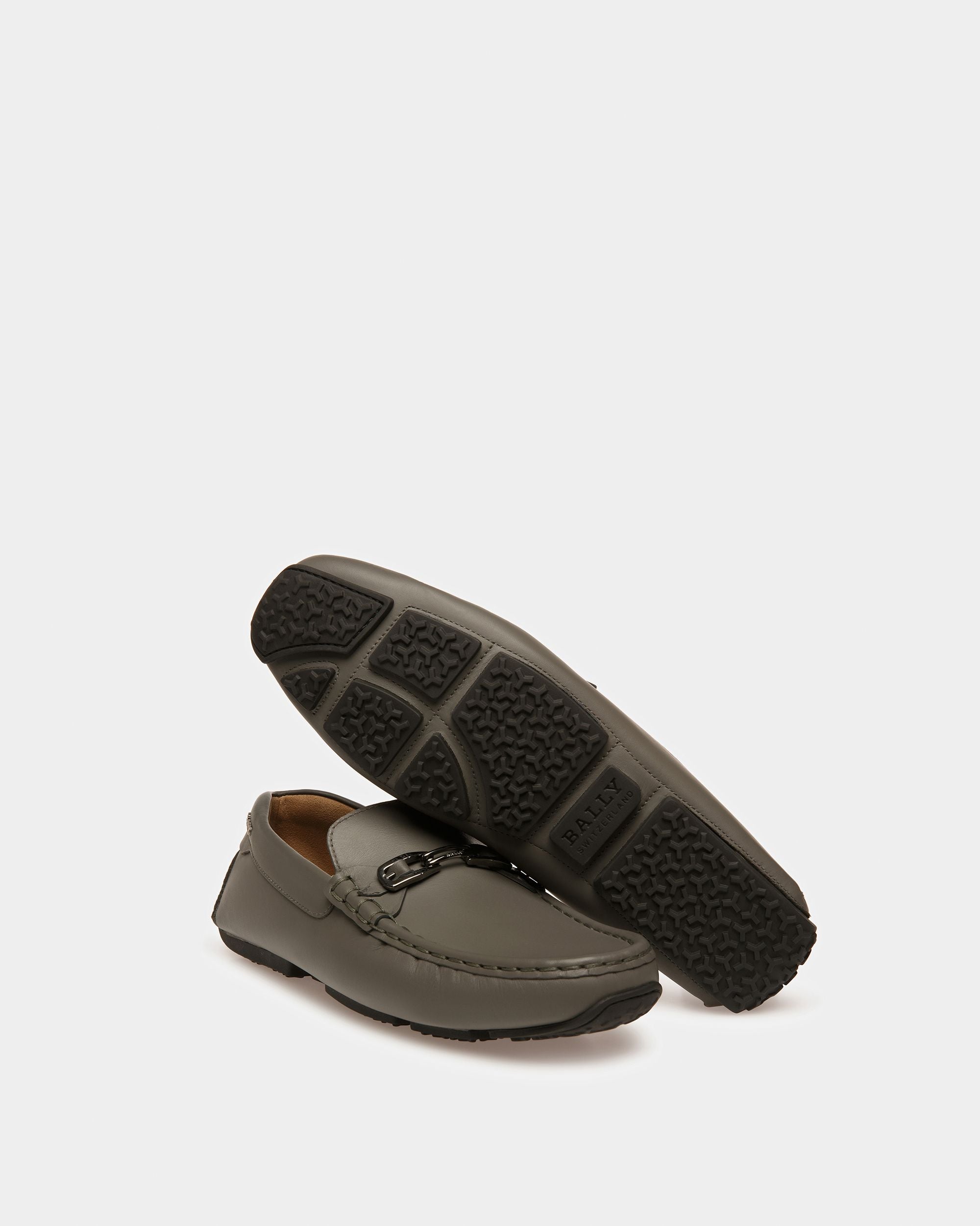 Pinter Leather Drivers In Dark Mineral - Men's - Bally - 05