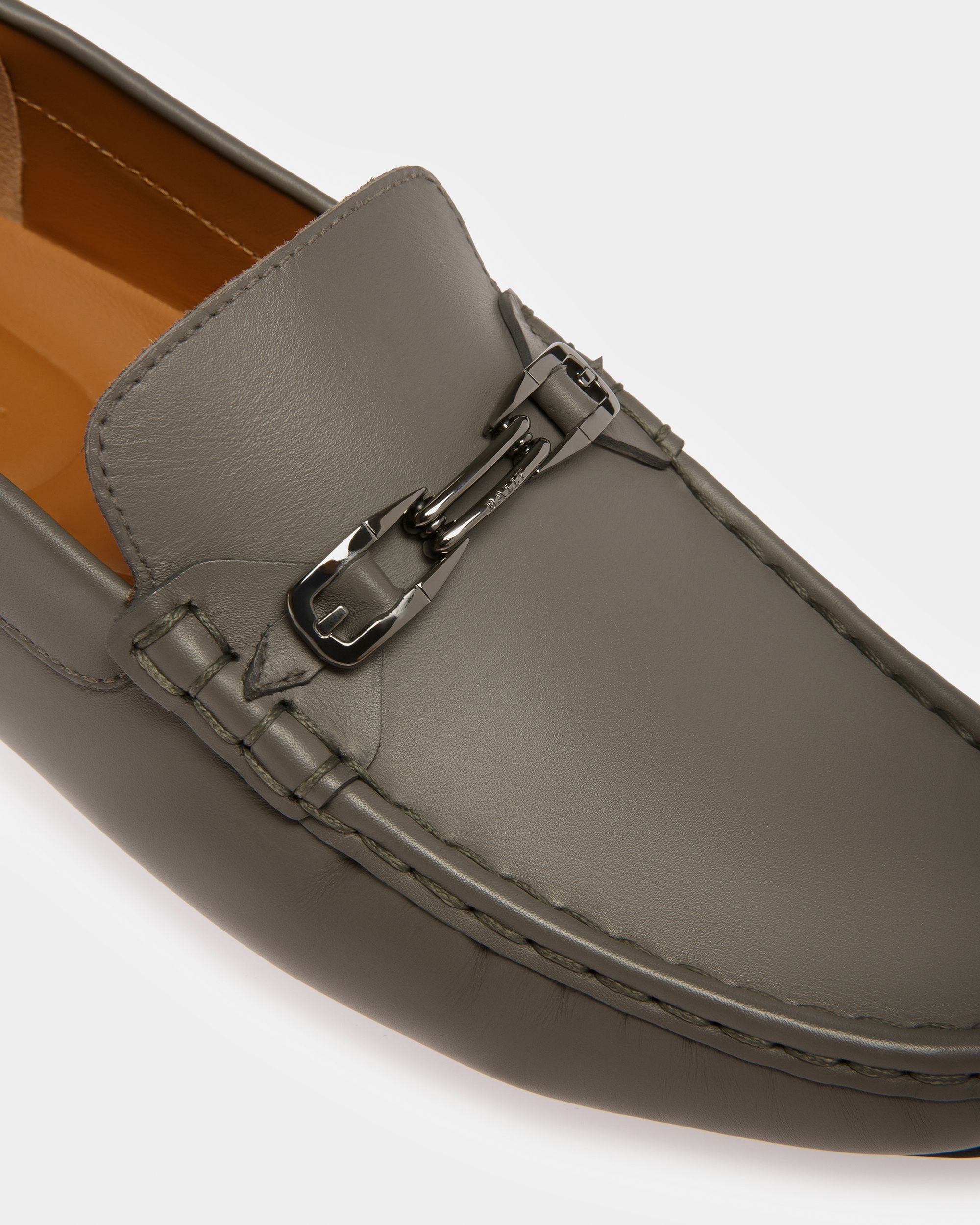 Pinter Leather Drivers In Dark Mineral - Men's - Bally - 06
