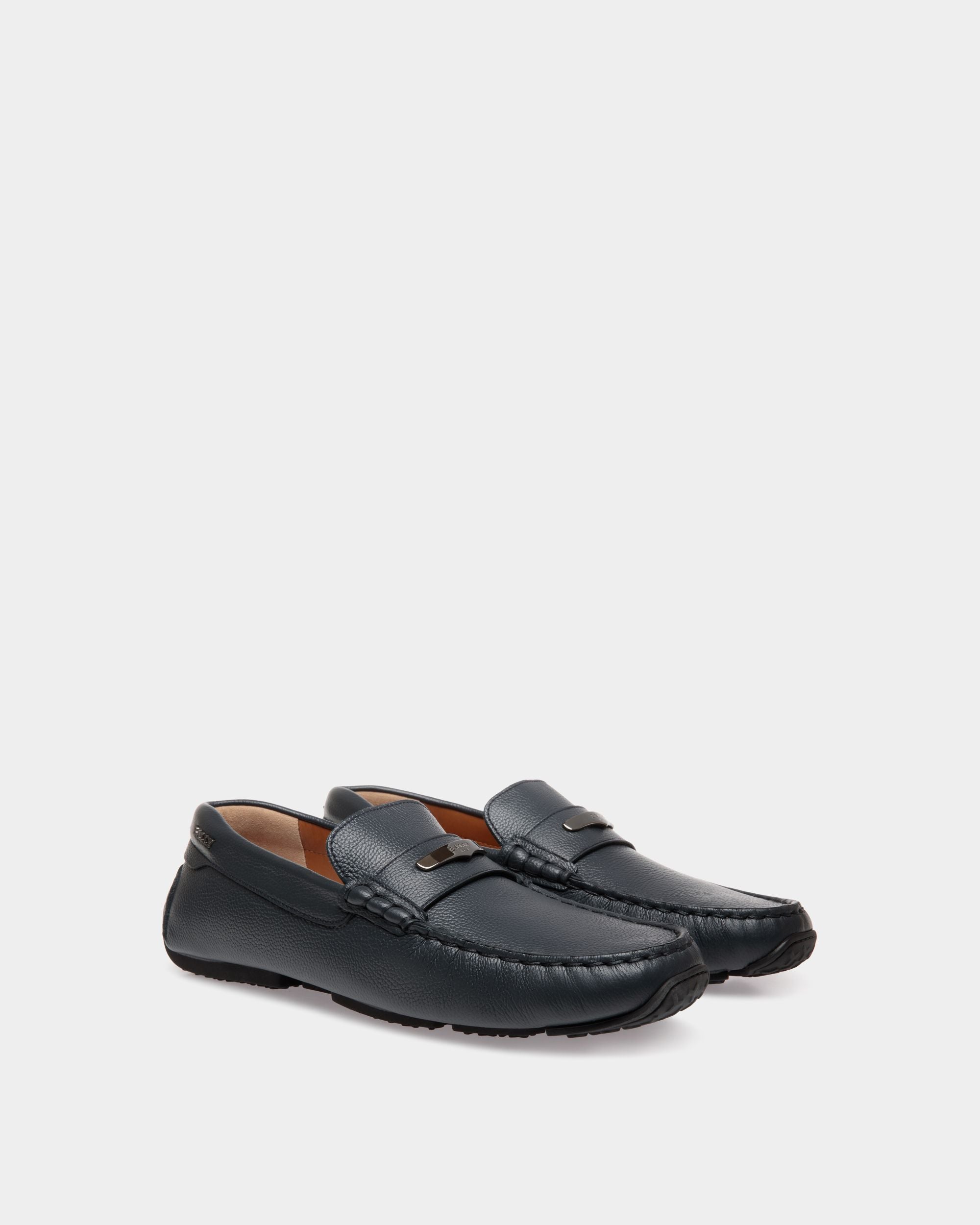 Pilot Drivers In Blue Leather - Men's - Bally - 02