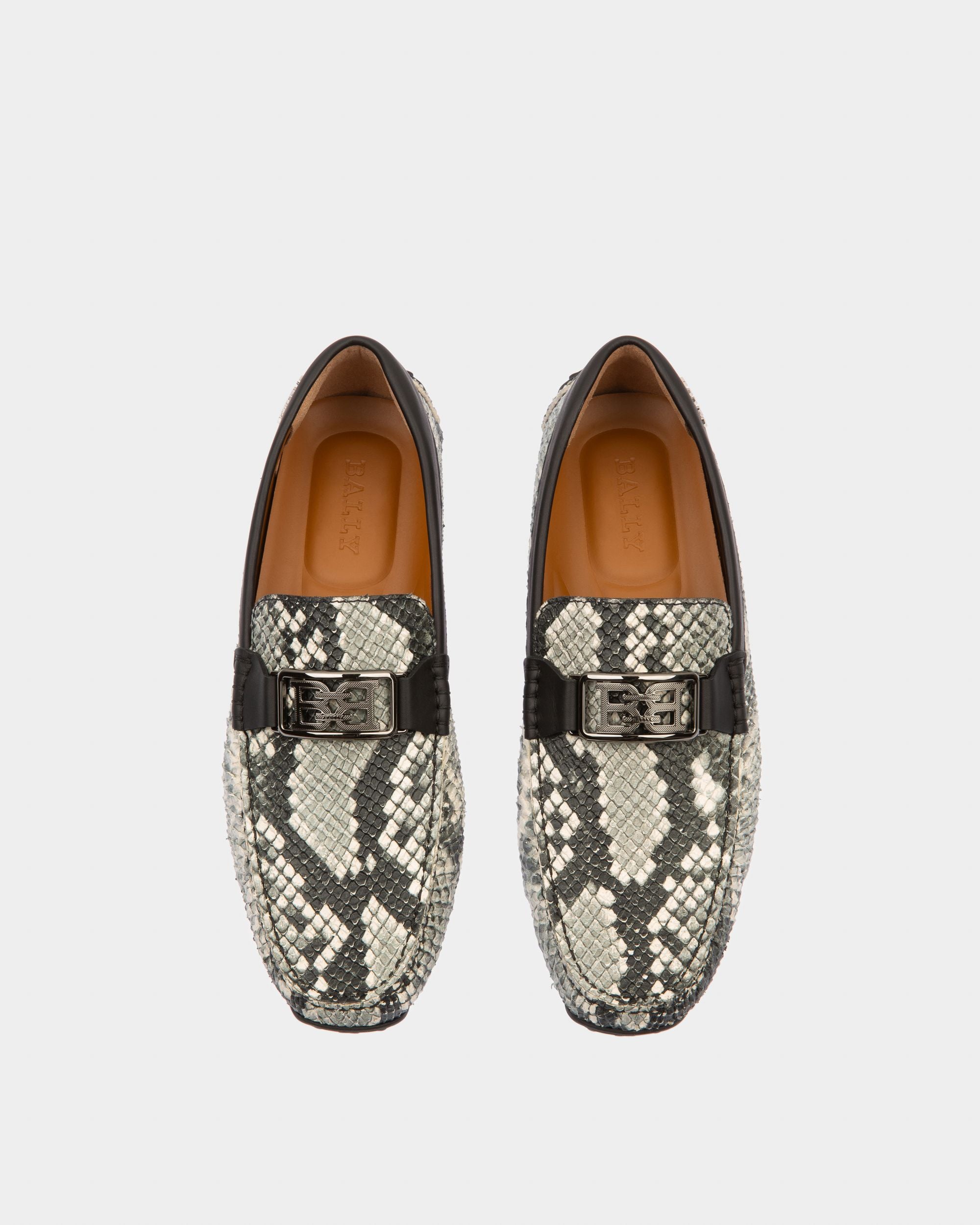 Palan Leather Drivers In White And Black - Men's - Bally - 02
