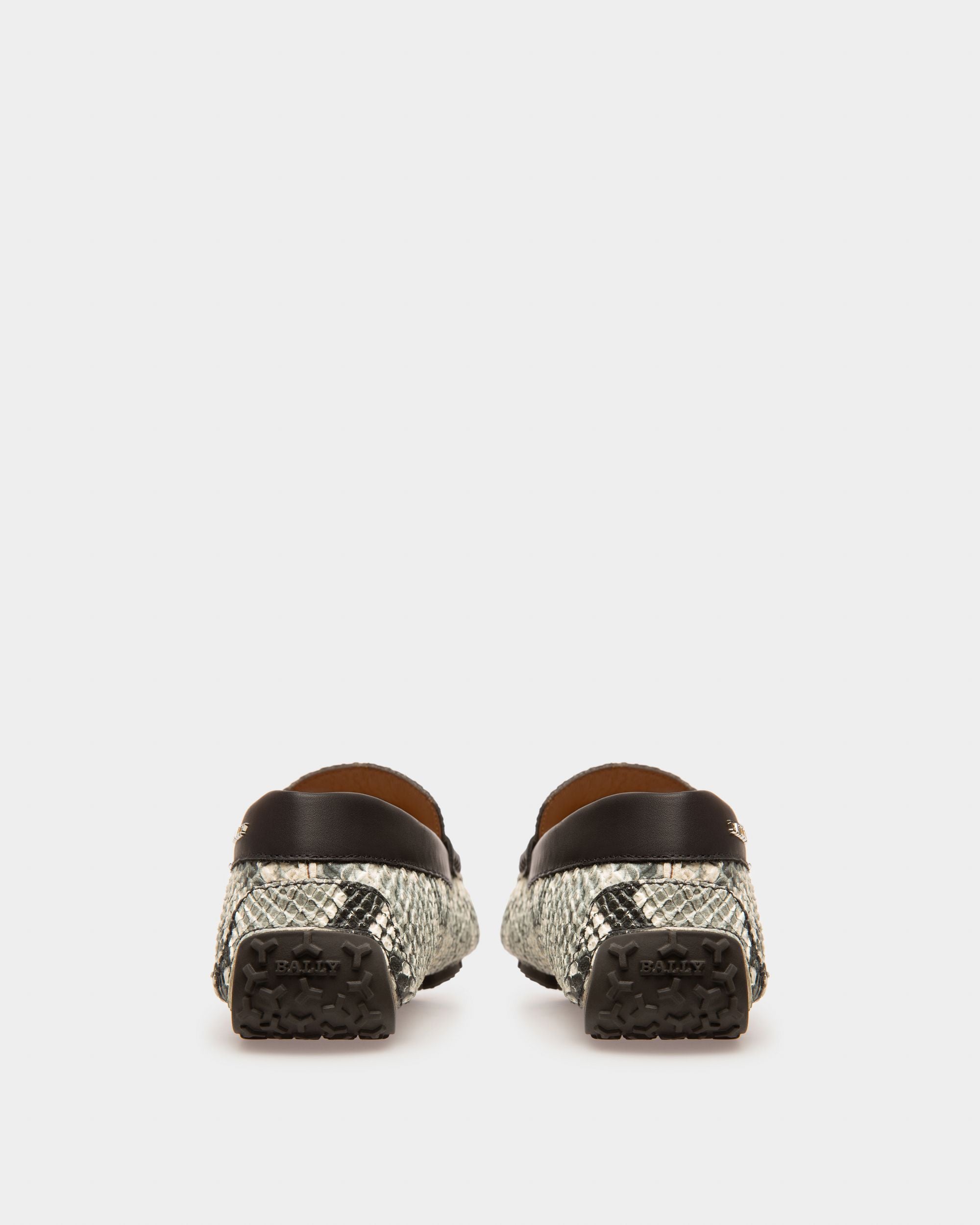 Palan Leather Drivers In White And Black - Men's - Bally - 04
