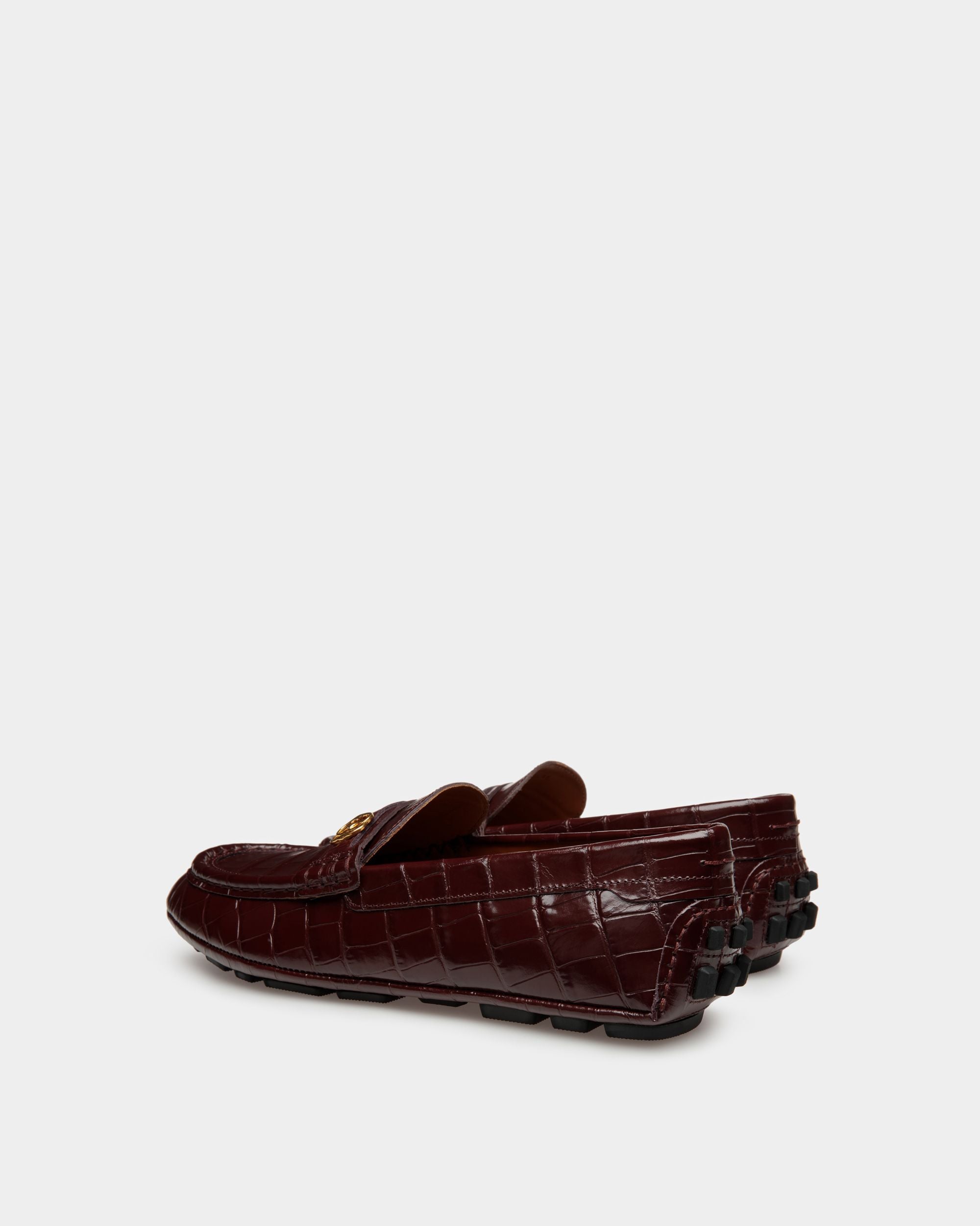Zapatos Driver Kerbs De Piel Con Estampado De Cocodrilo Marrón - Hombre - Bally - 03