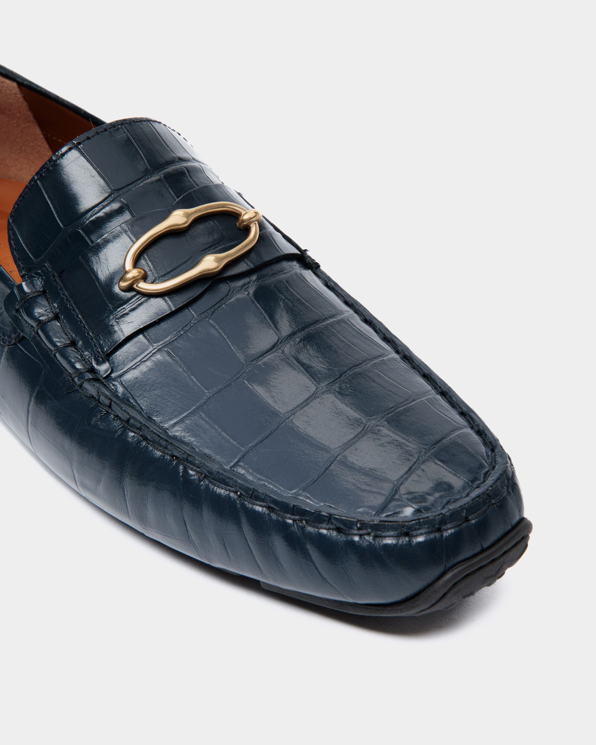 Pilot Drivers In Blue Leather - Men's - Bally - 04