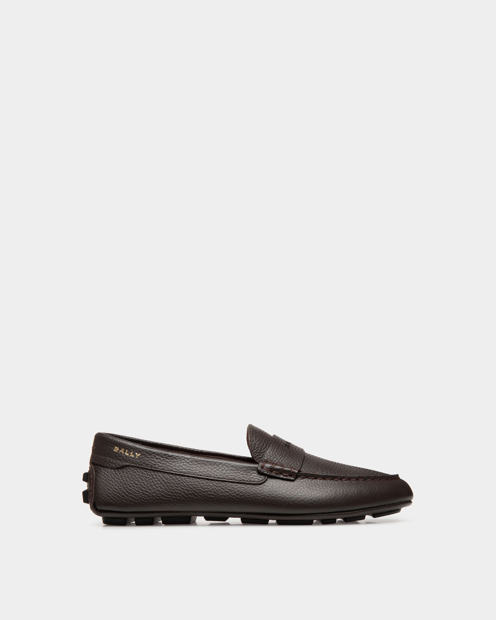 Zapato Driver Kerbs De Piel Granulada Ébano - Hombre - Bally - 01