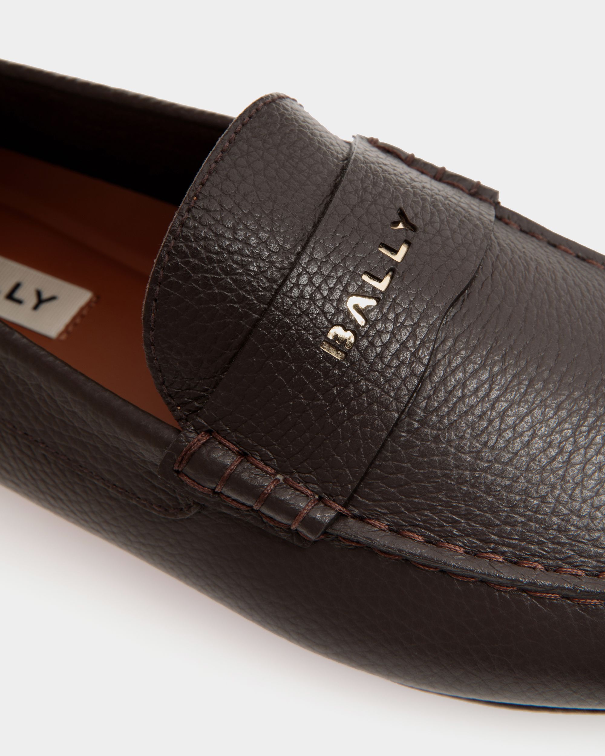 Zapato Driver Kerbs De Piel Granulada Ébano - Hombre - Bally - 05