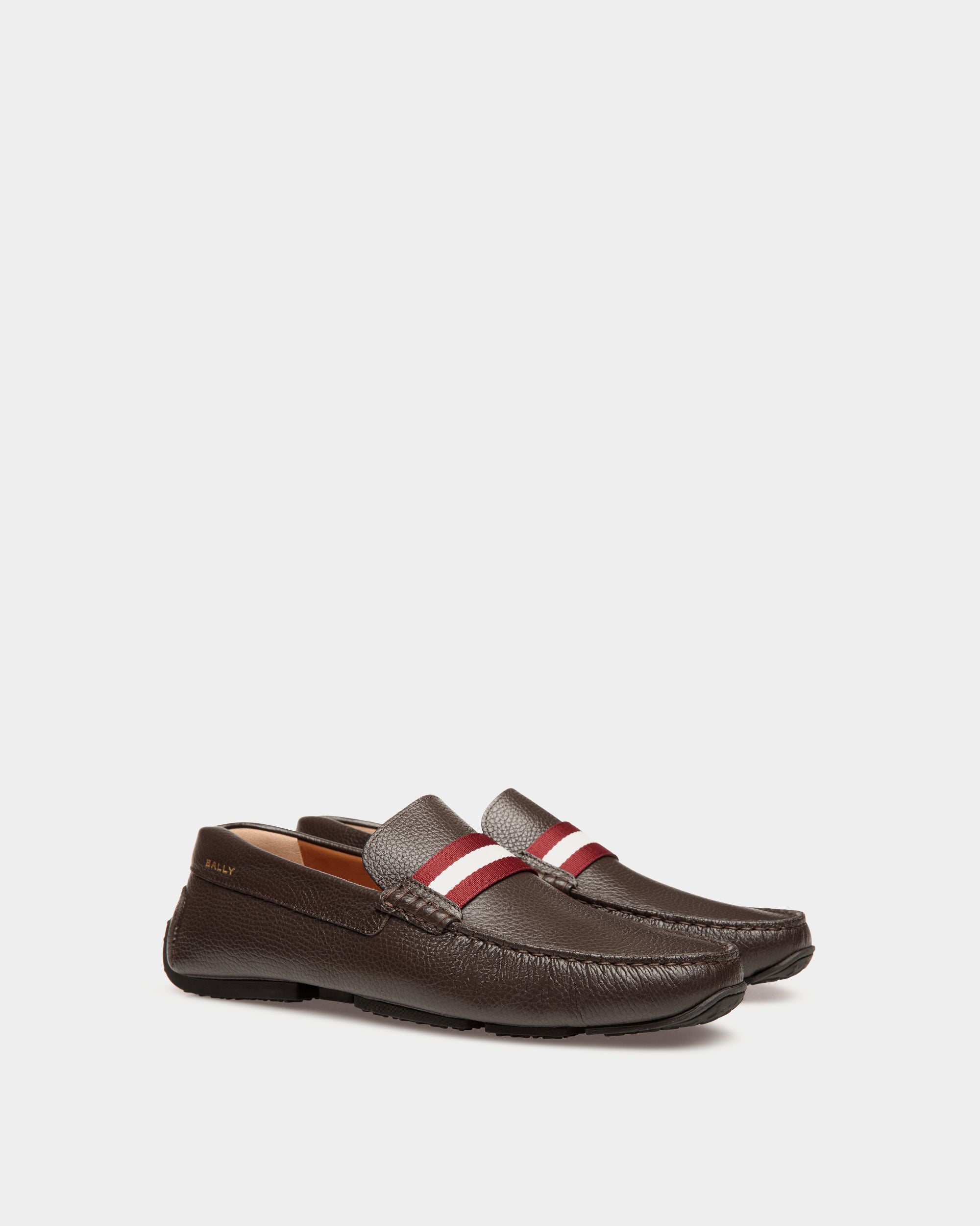 Pilot Driver In Brown Grained Leather - Hombre - Bally - 02