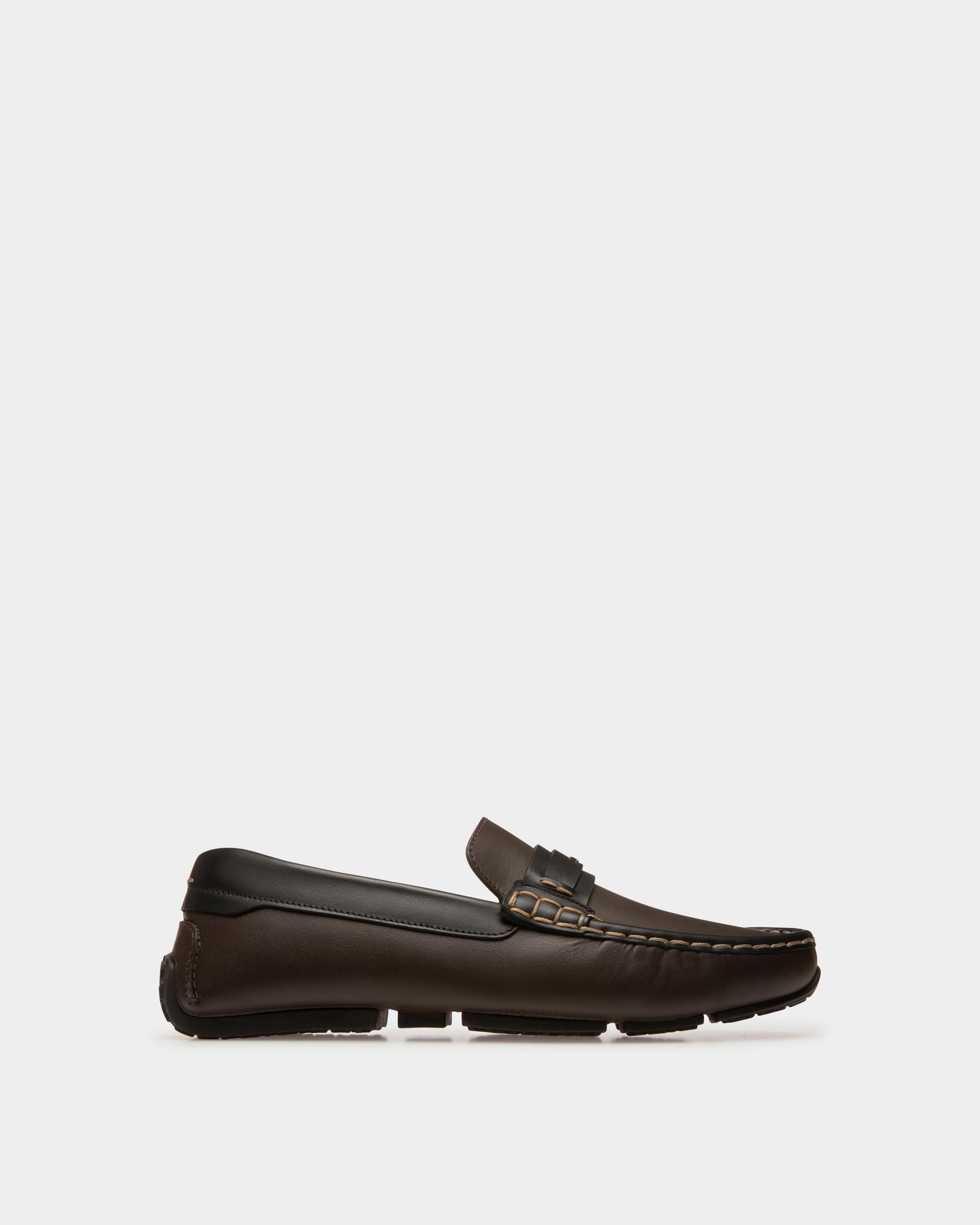 Prince Mocasines Estilo Driver En Piel De Color Marrón Ébano Y Negro - Hombre - Bally - 01