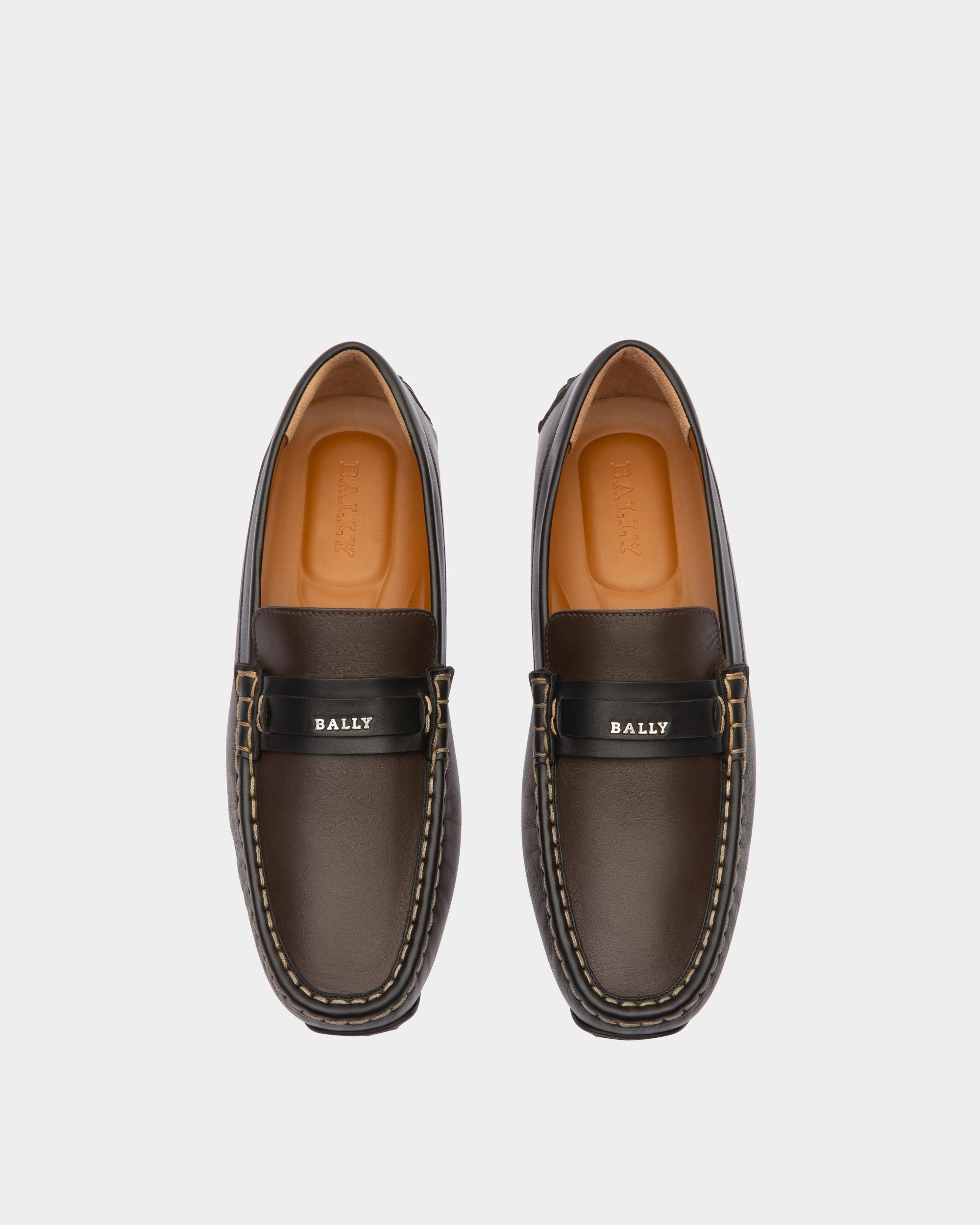 Prince Mocasines Estilo Driver En Piel De Color Marrón Ébano Y Negro - Hombre - Bally - 02