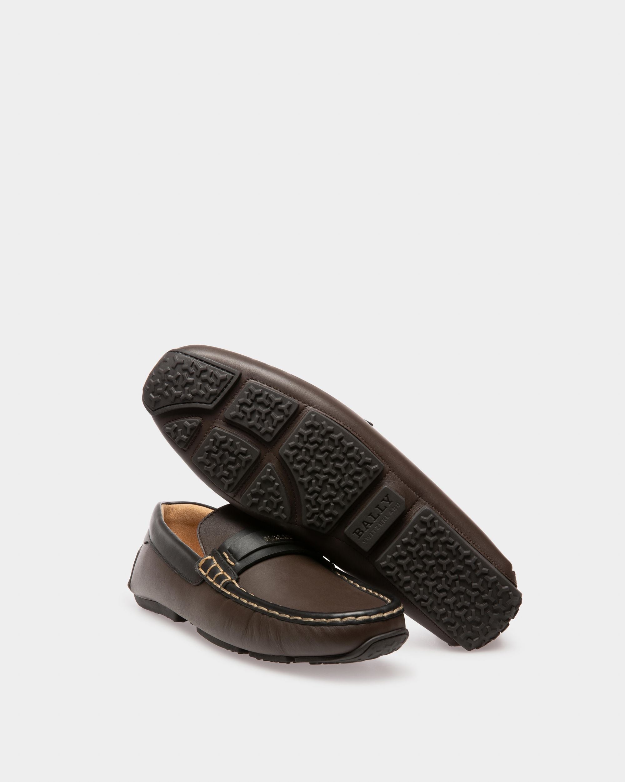 Prince Mocasines Estilo Driver En Piel De Color Marrón Ébano Y Negro - Hombre - Bally - 05