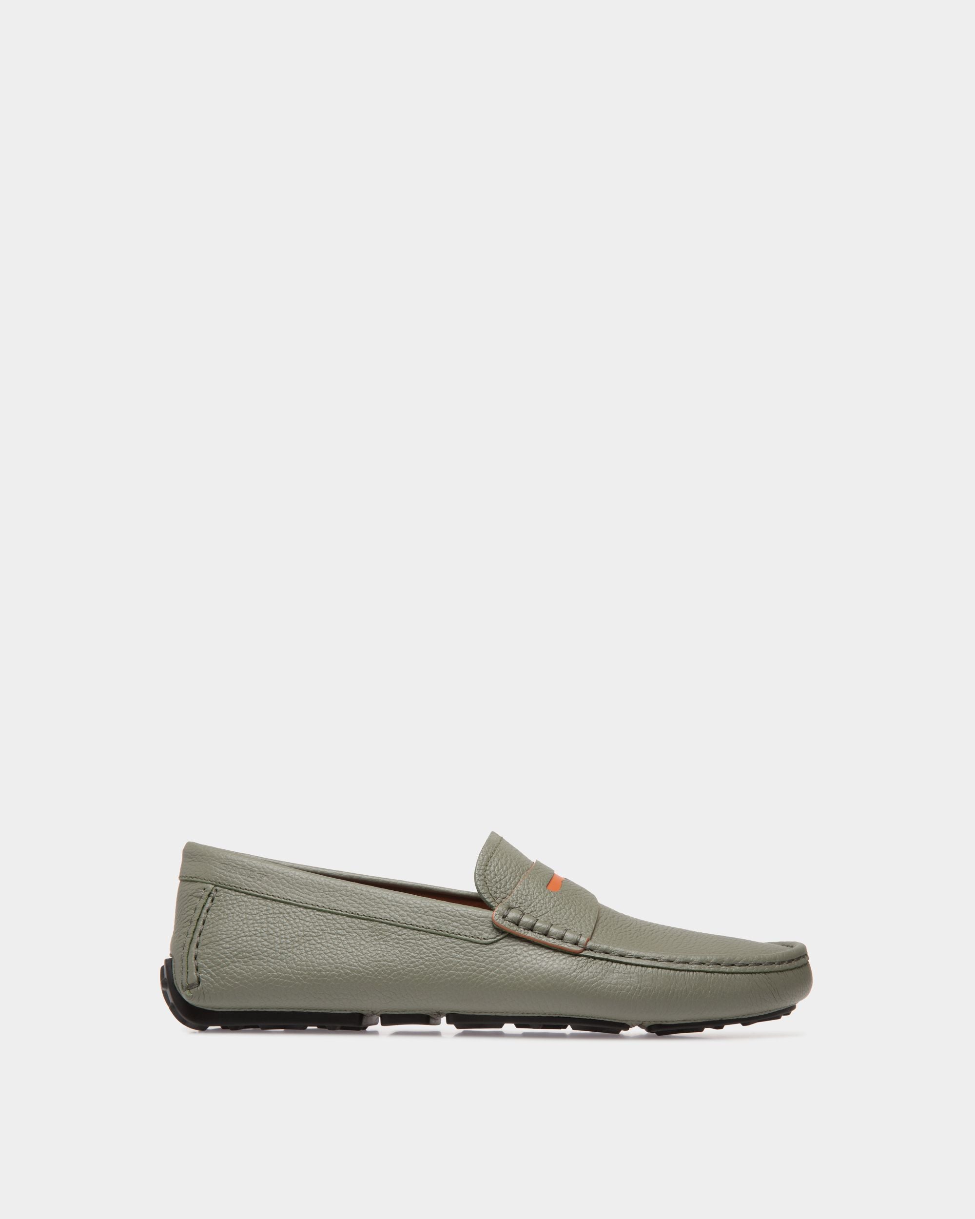 Driver in Green Grained Leather - Men's - Bally - 01