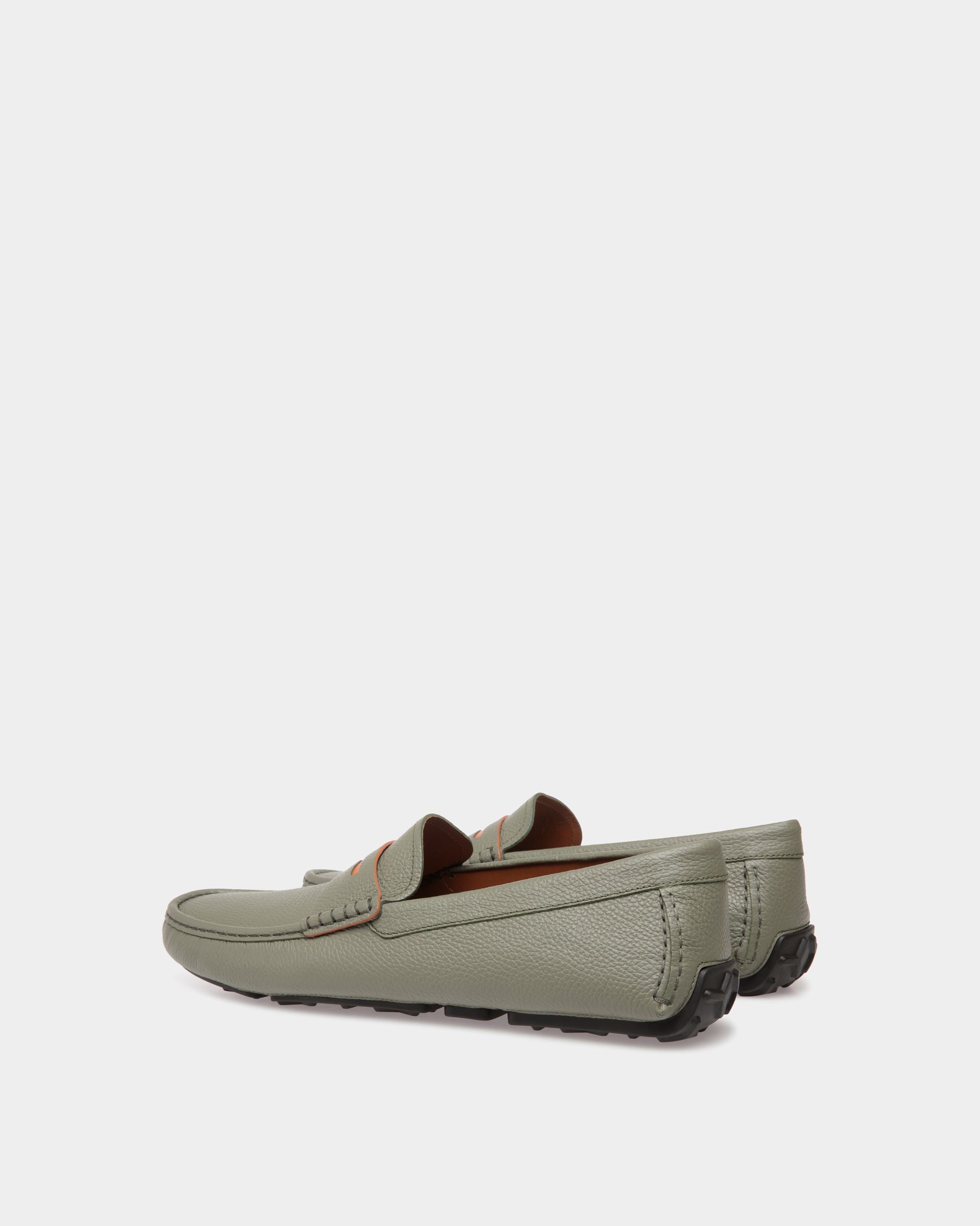 Driver in Green Grained Leather - Men's - Bally - 03