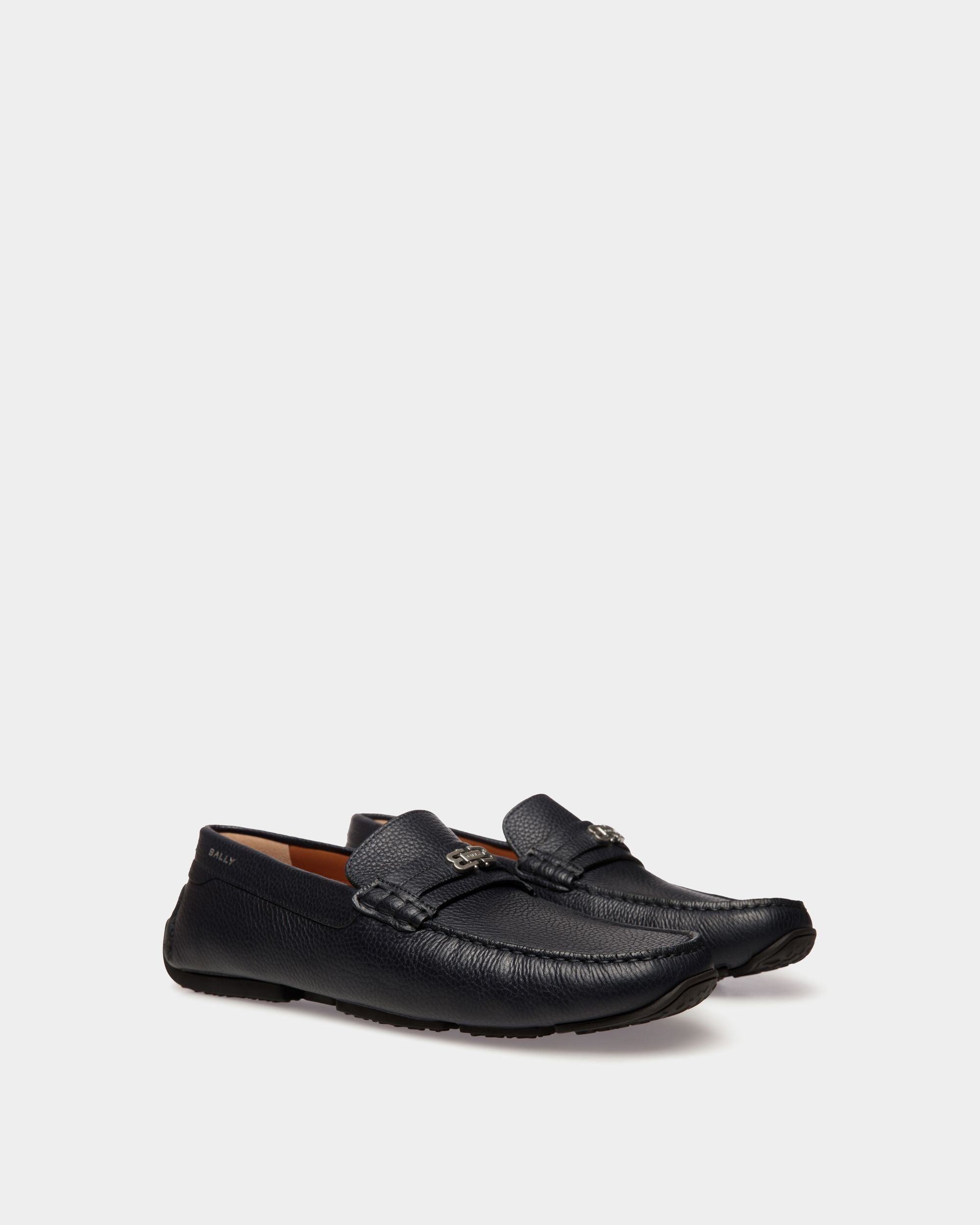 Pilot Driver in Navy Blue Grained Leather - Hombre - Bally - 02