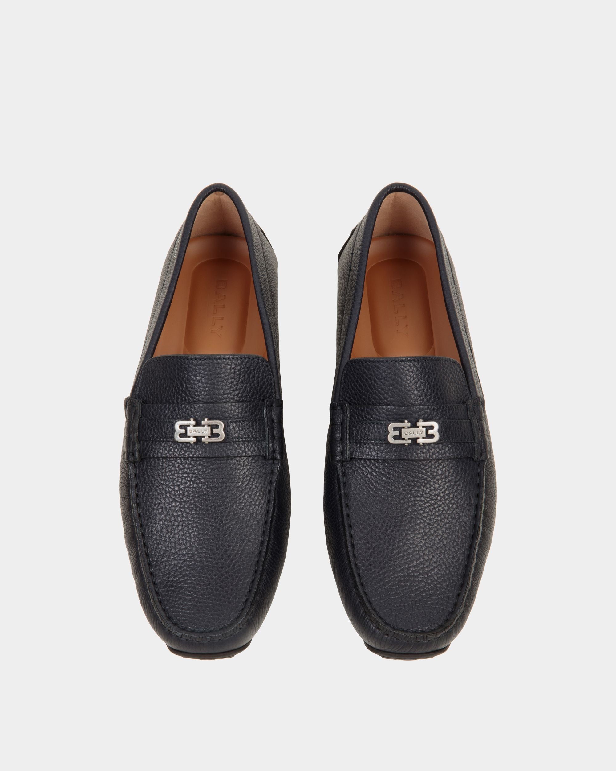 Pilot Driver in Navy Blue Grained Leather - Hombre - Bally - 04