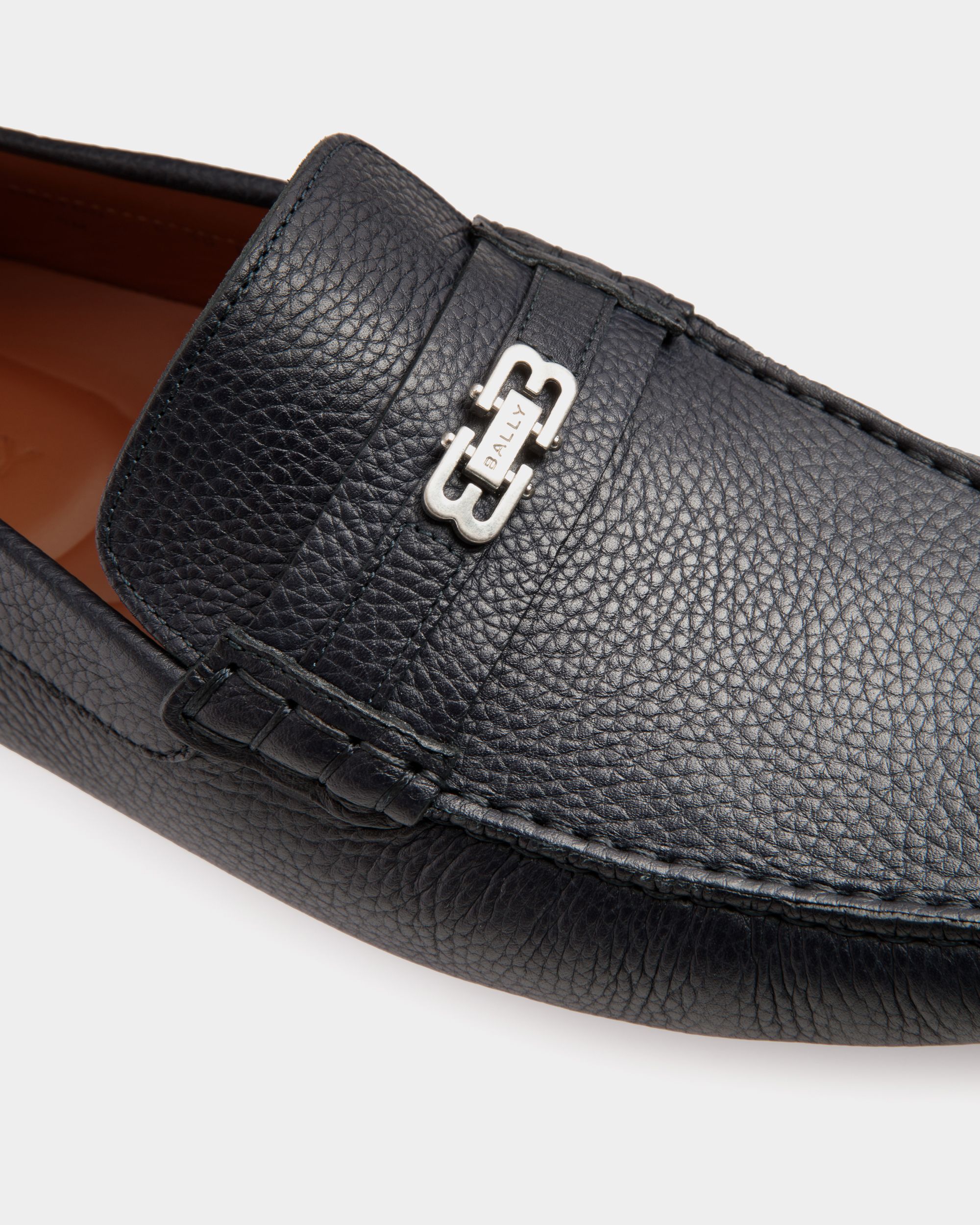 Pilot Driver in Navy Blue Grained Leather - Hombre - Bally - 05