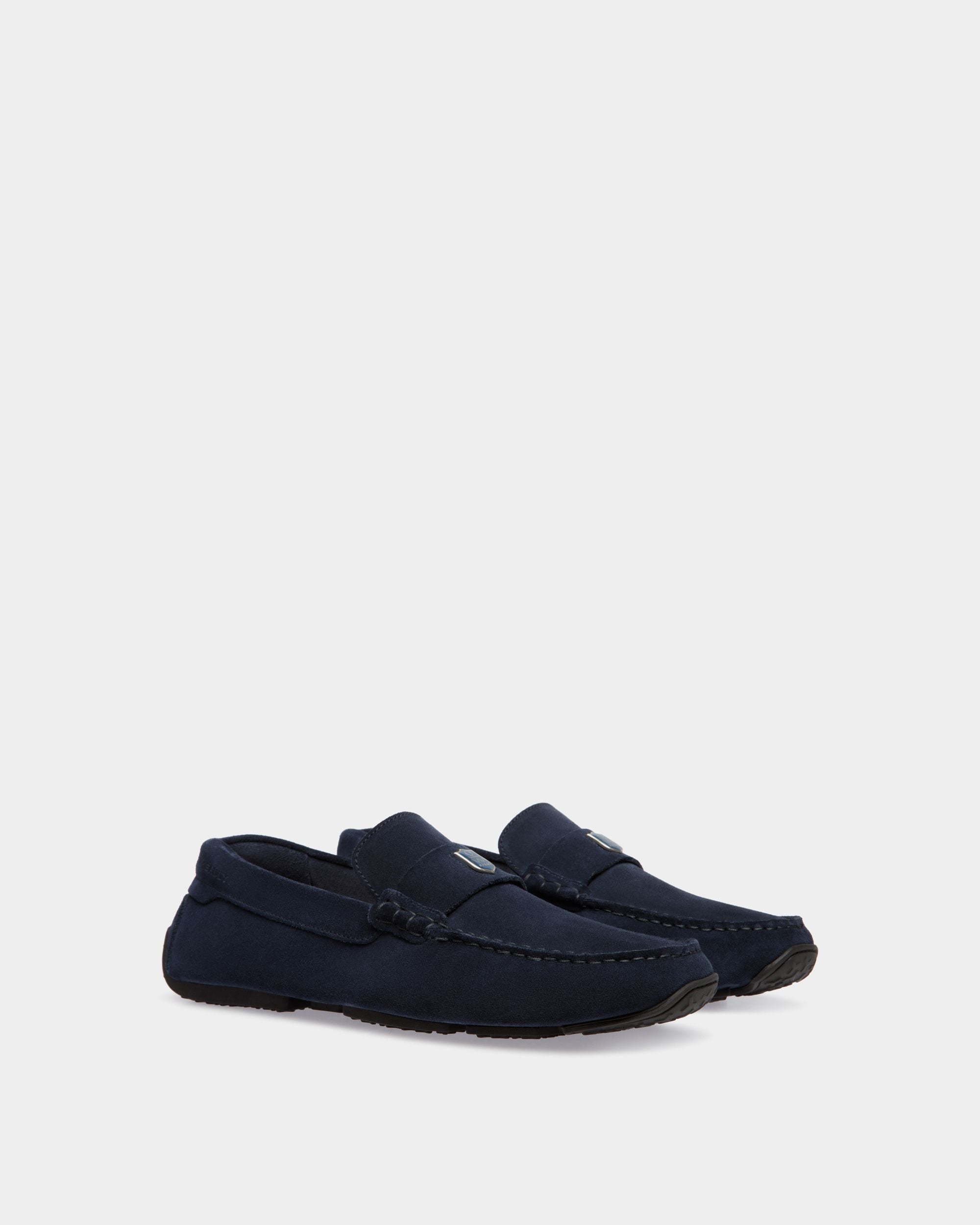 Pilot Driver in Navy Blue Suede - Hombre - Bally - 02