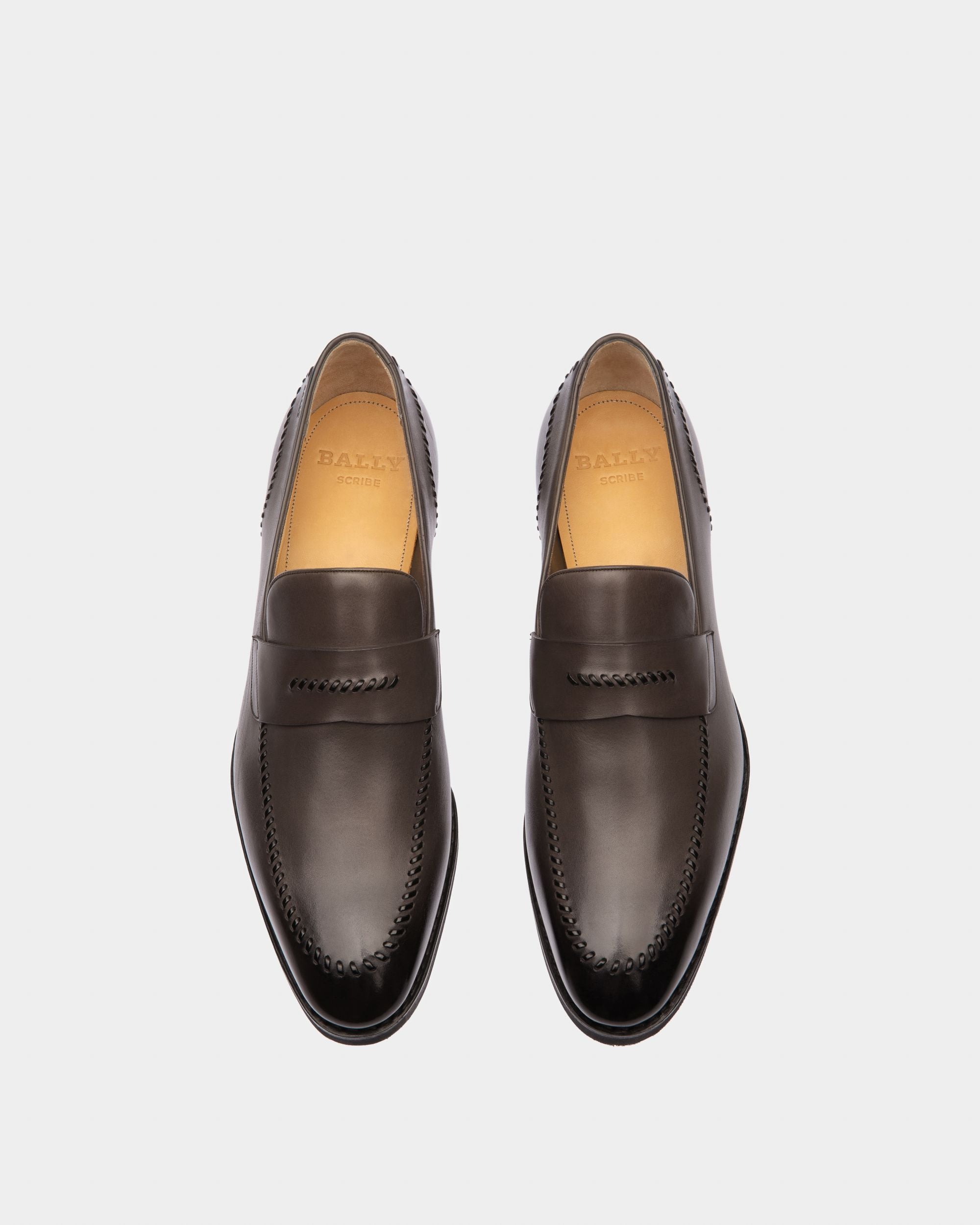 Scober Leather Loafers In Army Green - Men's - Bally - 02