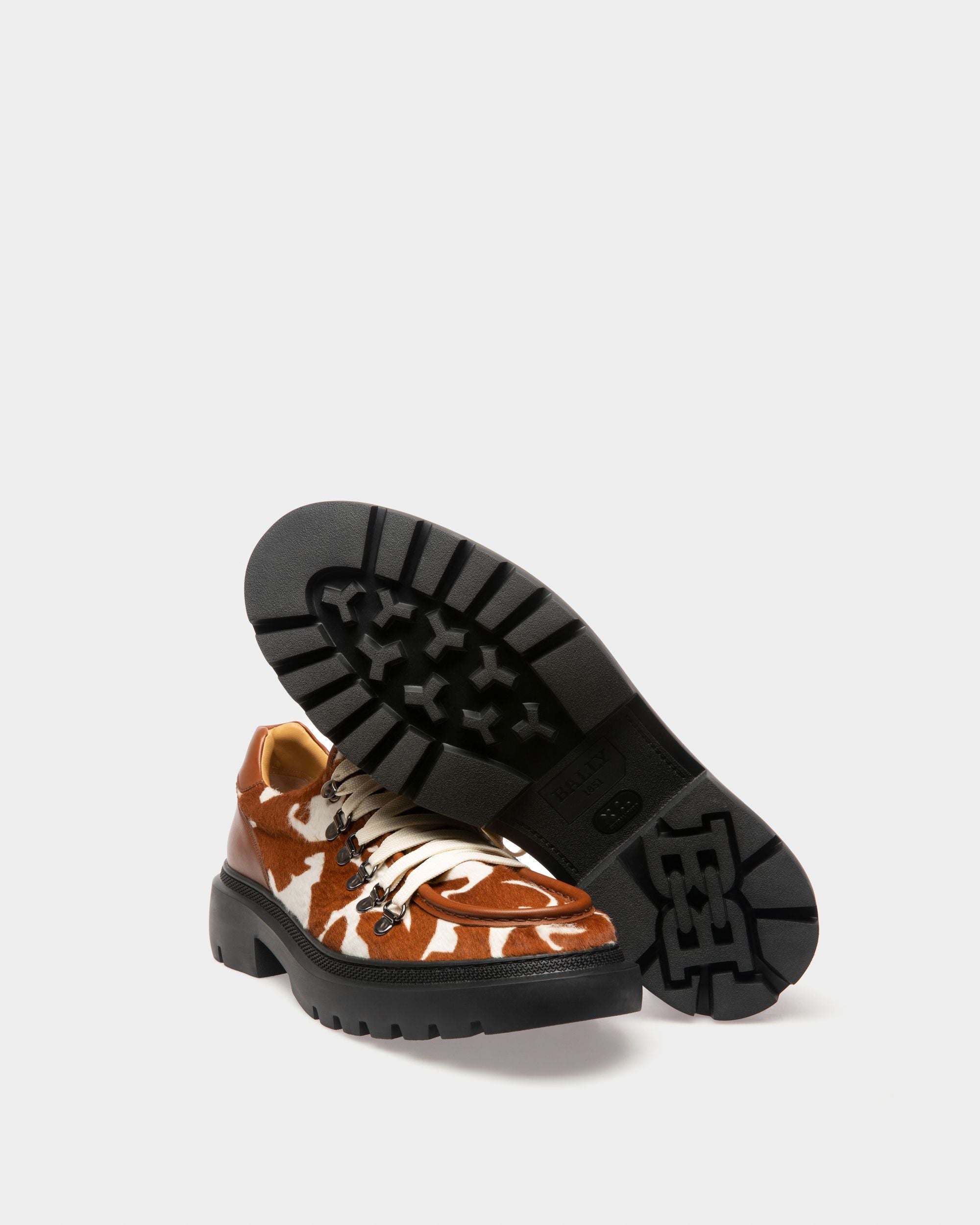 Varshal Leather Derbies In White & Brown - Men's - Bally - 05