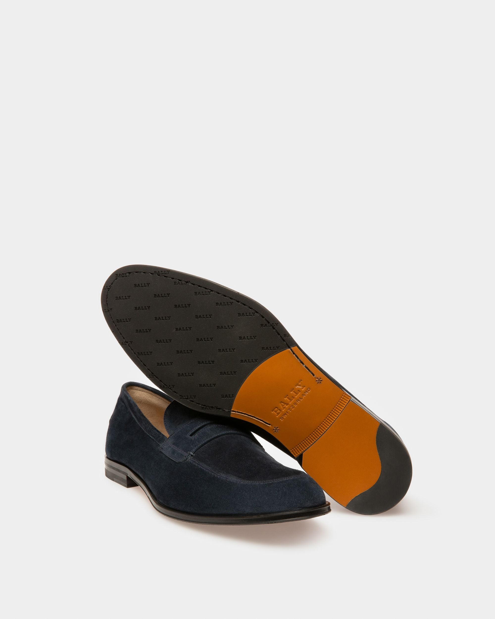 Webb Leather Loafers In Navy - Men's - Bally - 04