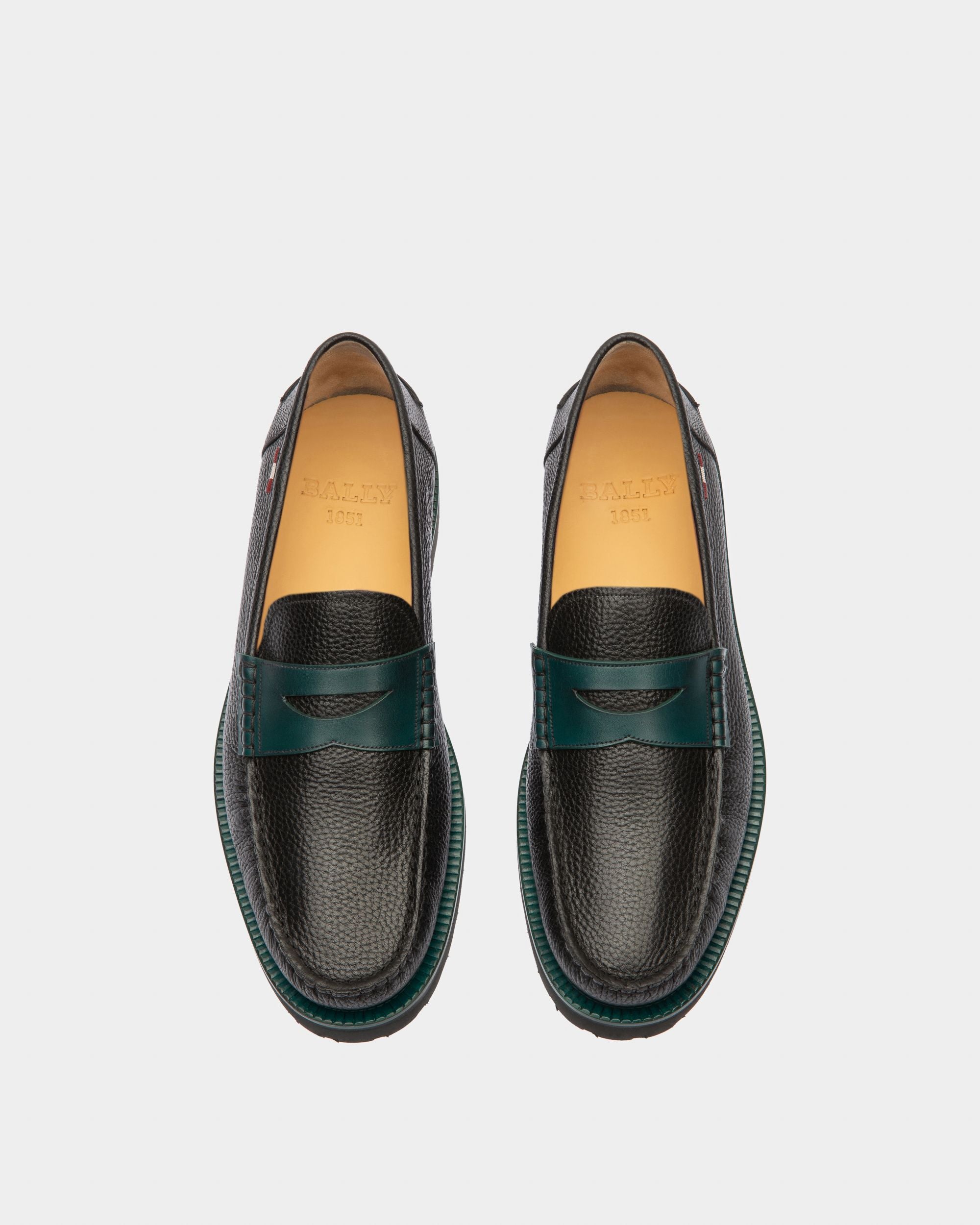 Mocasín Noah De Piel Negra Y Verde - Hombre - Bally - 02