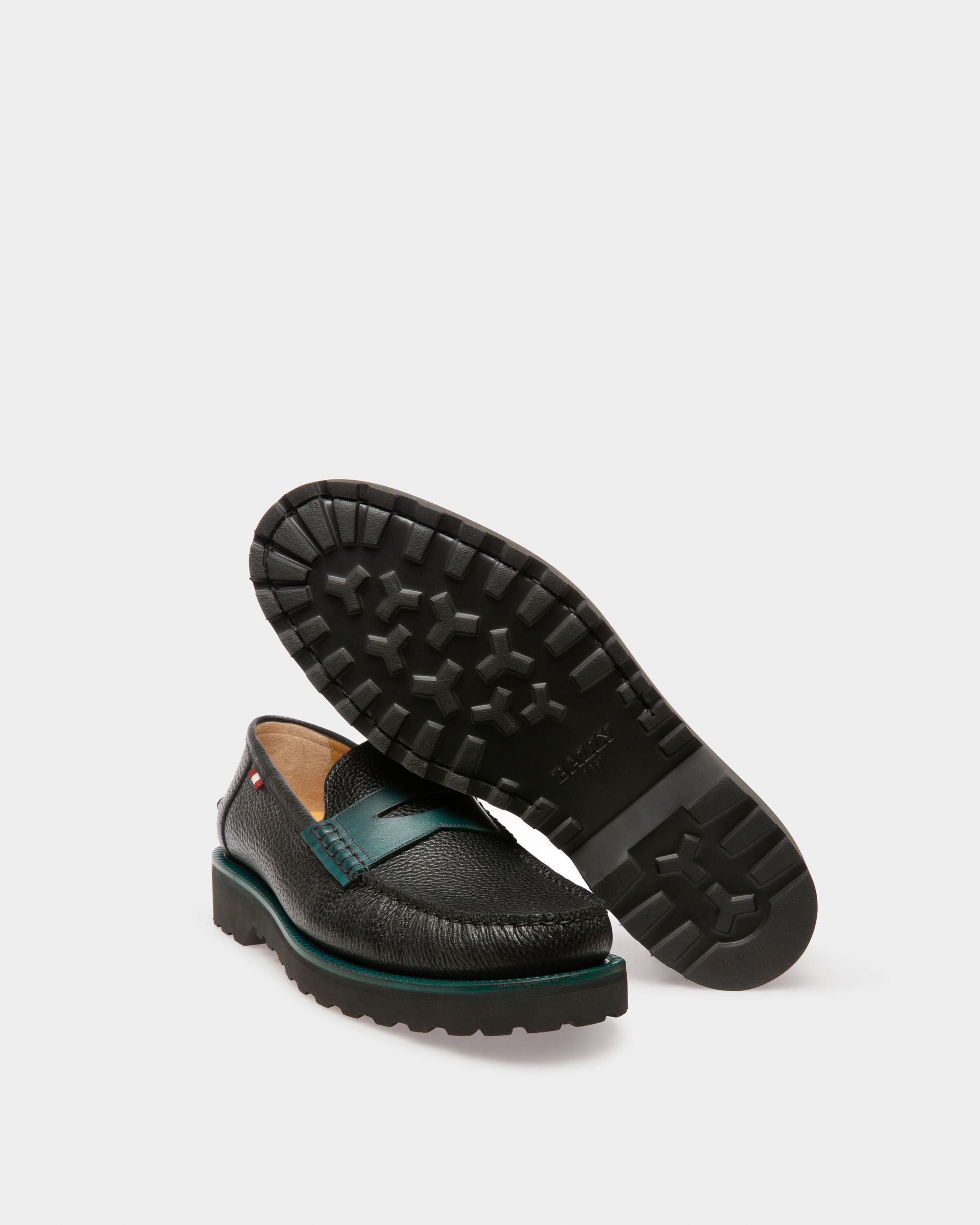 Mocasín Noah De Piel Negra Y Verde - Hombre - Bally - 04