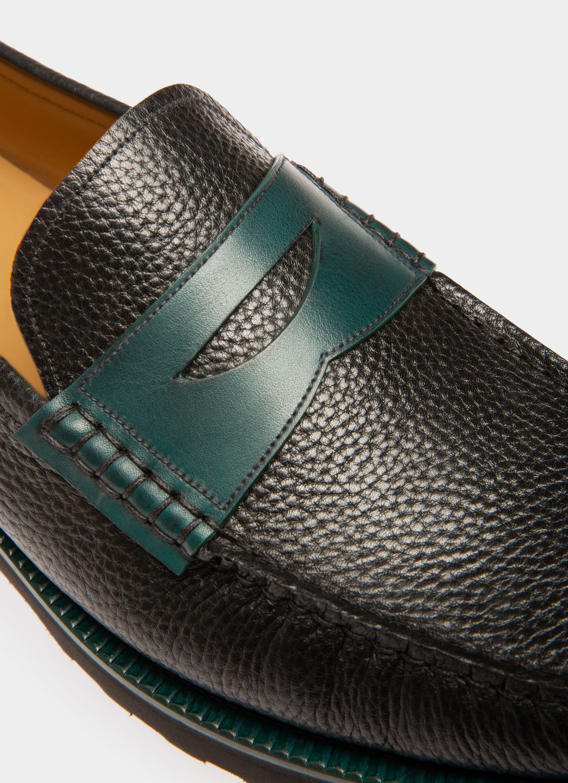 Mocasín Noah De Piel Negra Y Verde - Hombre - Bally - 05