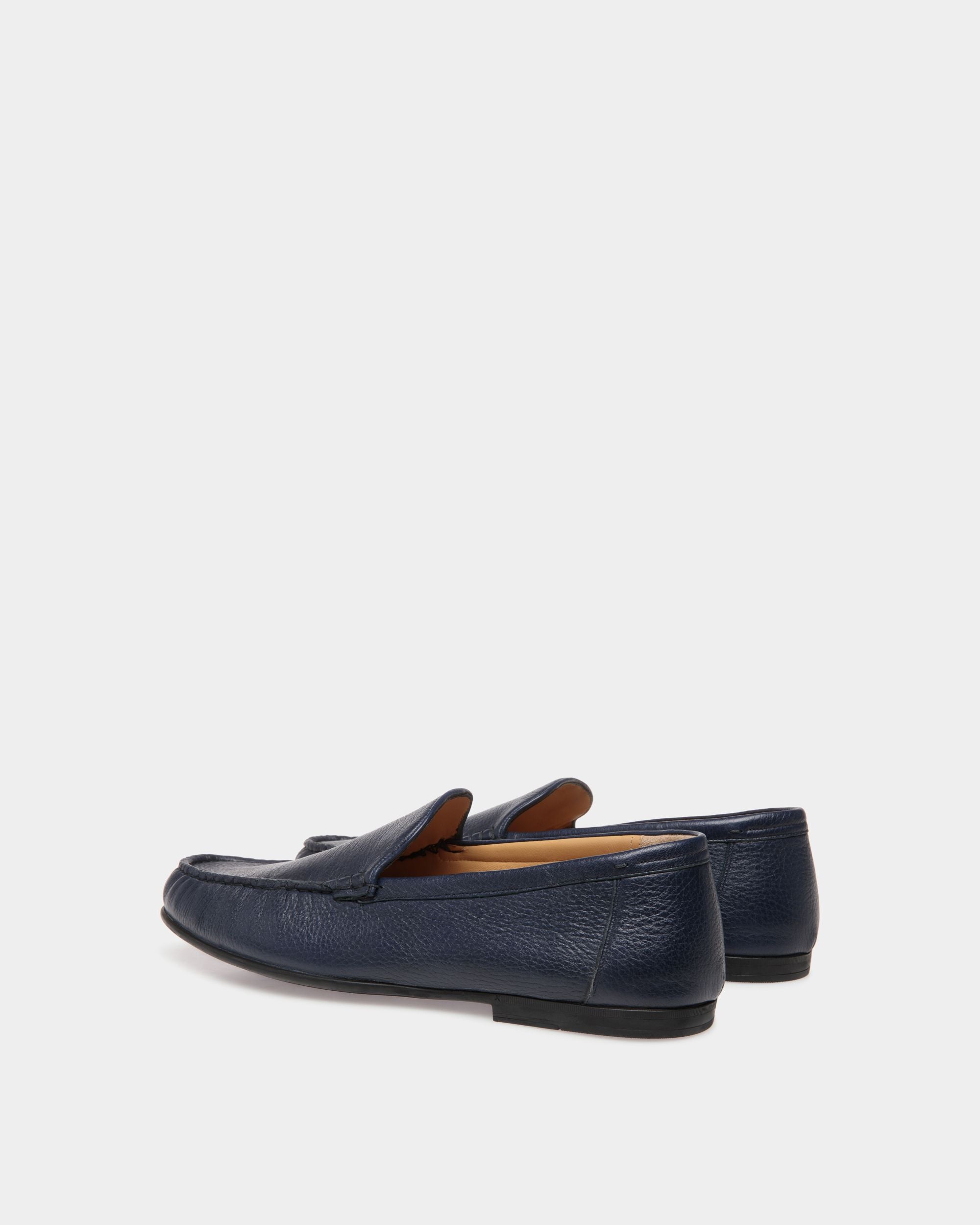 Moccasin in Blue Grained Leather - Men's - Bally - 03