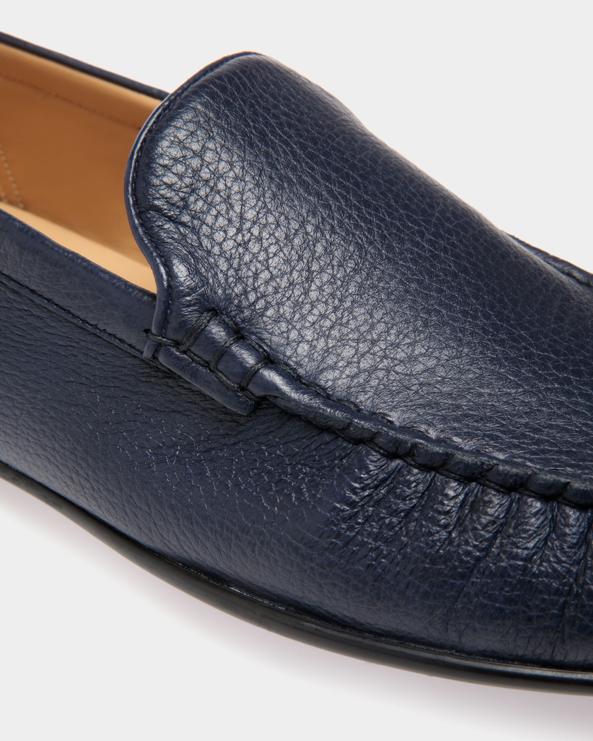 Moccasin in Blue Grained Leather - Men's - Bally - 05