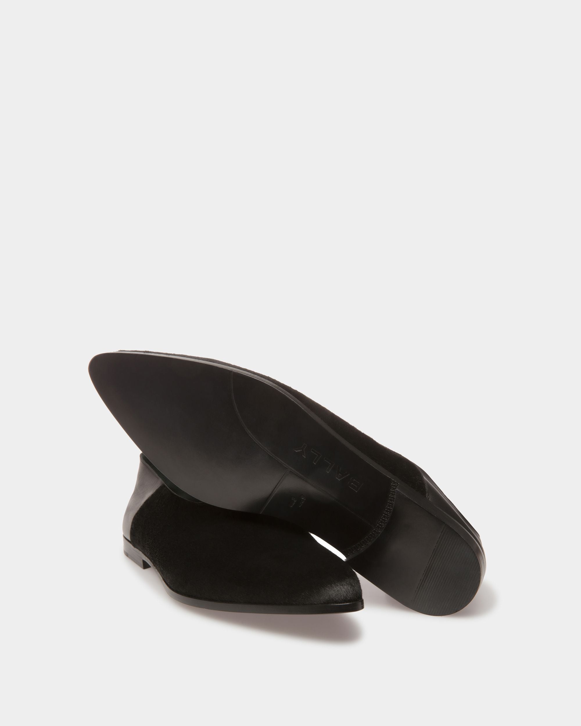 Mocasines Planos Vegas De Piel De Becerro Negra Con Pelo - Hombre - Bally - 05
