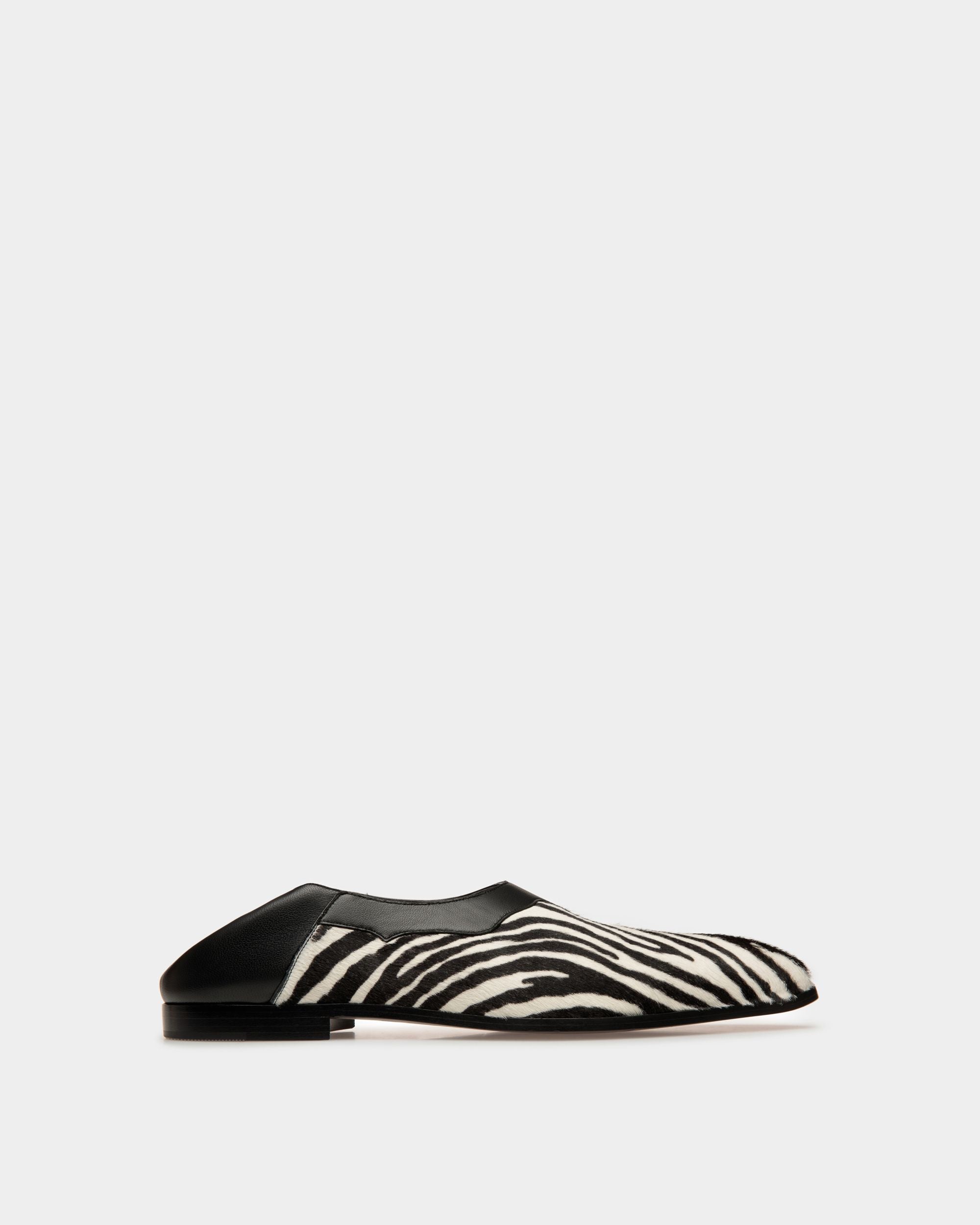 Vegas Flat Loafers In Leather and Black and White Haircalf - Men's - Bally - 01