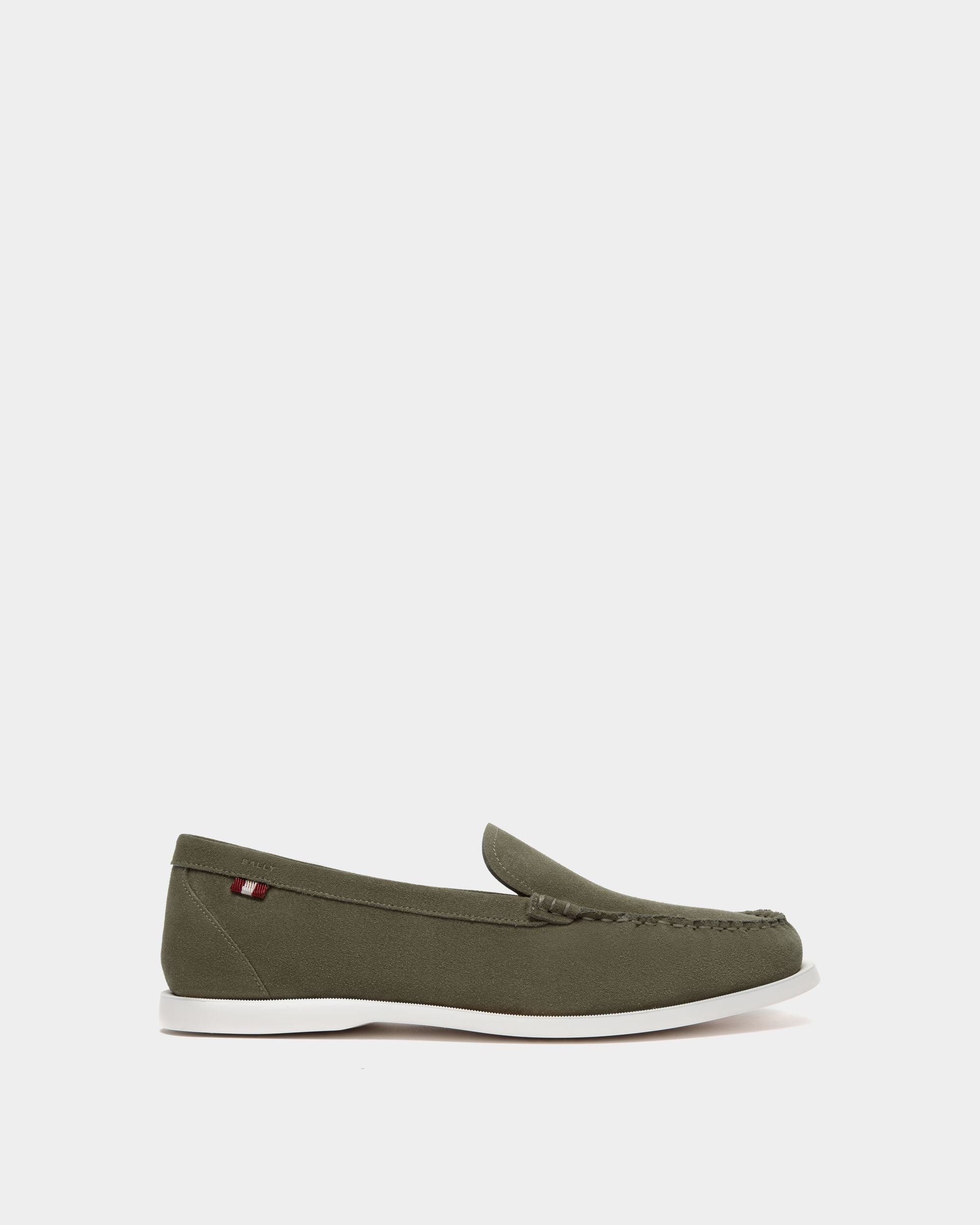 Nelson Loafer In Olive Green Suede - Men's - Bally - 01