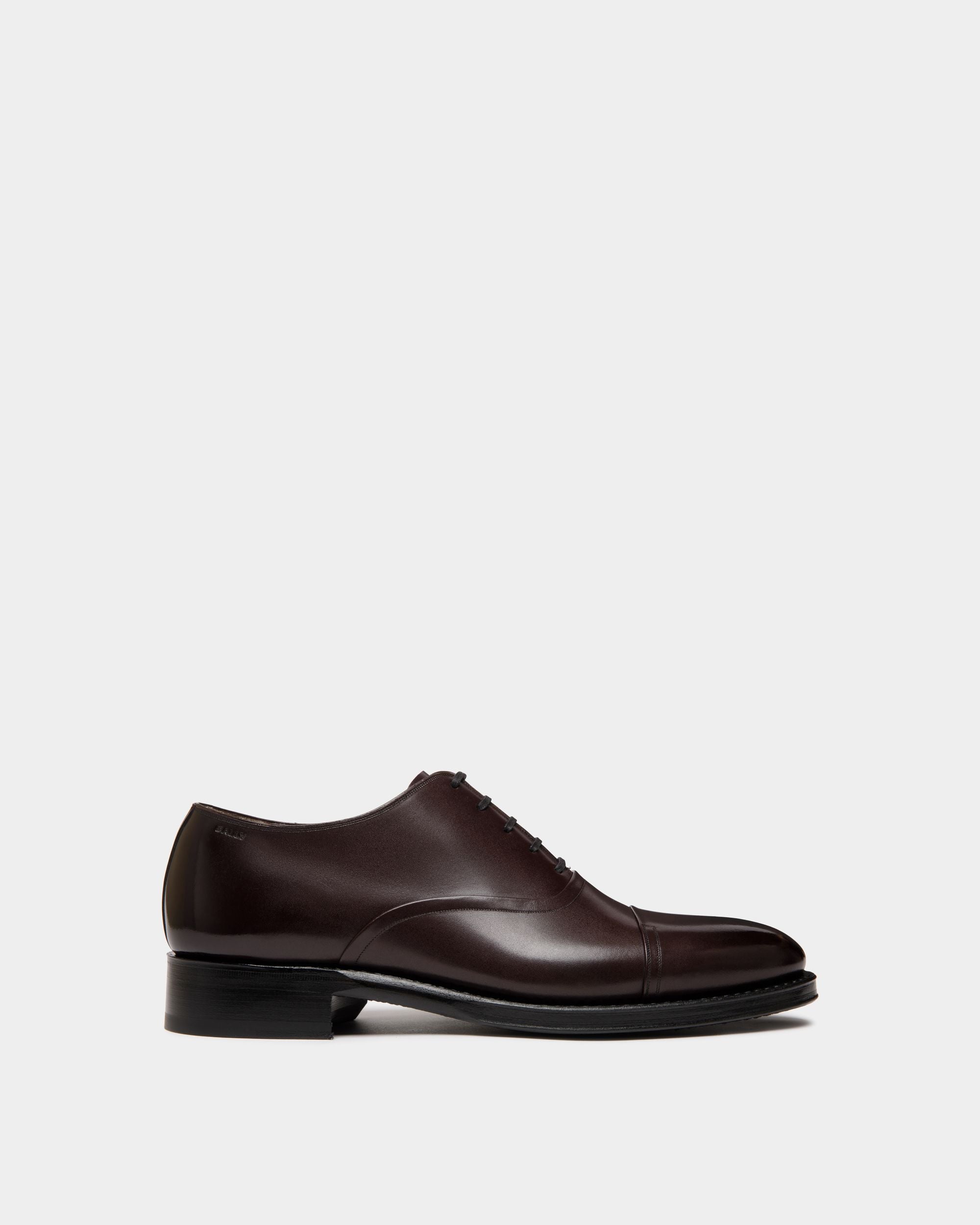 Zapato Oxford Scribe Un De Piel Burdeos Oscuro - Hombre - Bally - 01